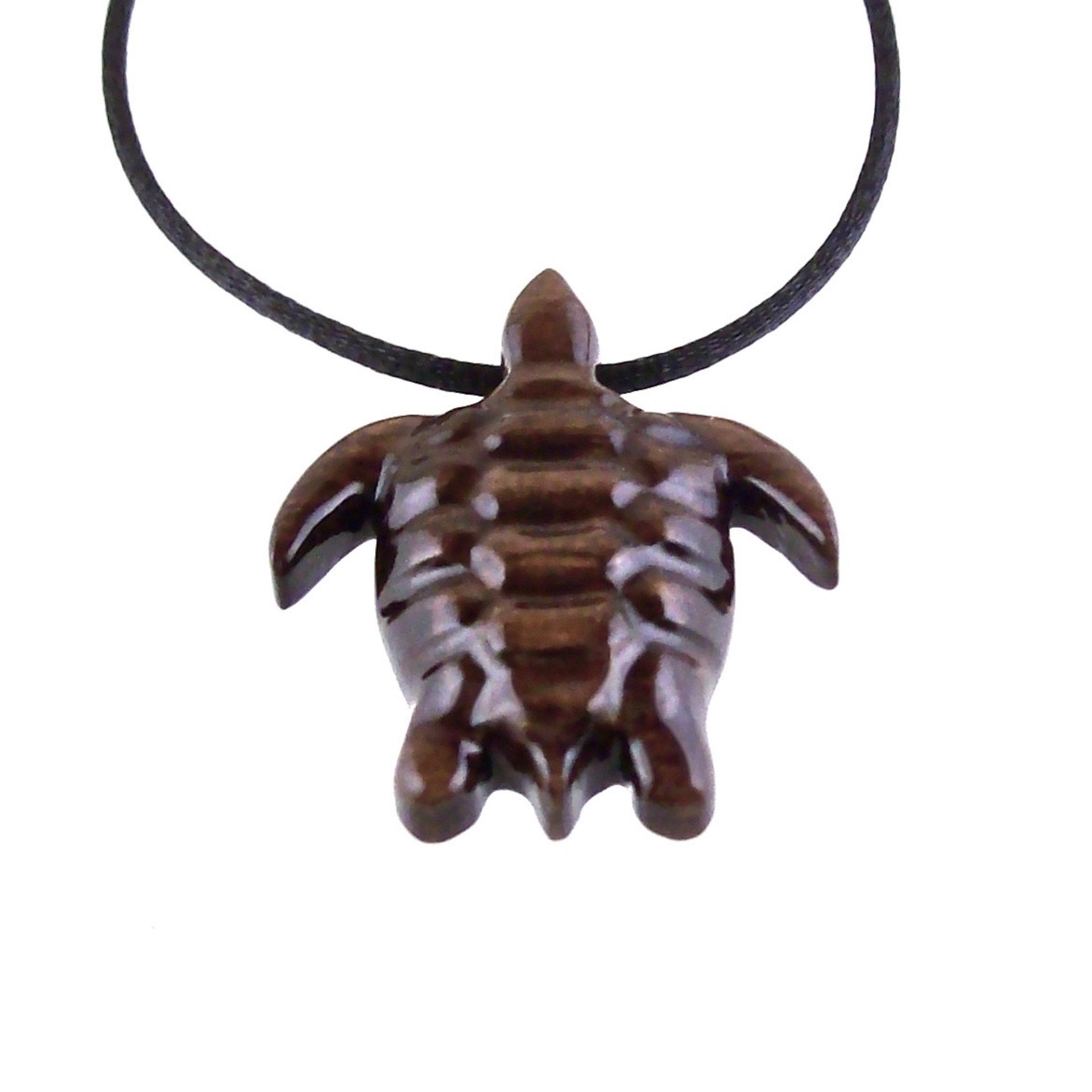 Sea Turtle Necklace, Hand Carved Wooden Turtle Pendant, Nautical Mens Wood Jewelry