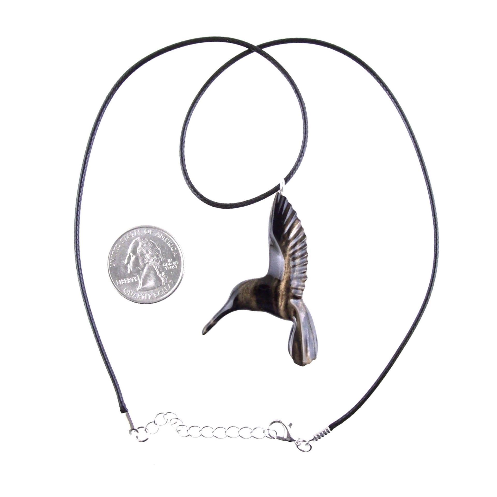 Wood Hummingbird Necklace, Wooden Hummingbird Pendant, Hand Carved Bird Jewelry Gift for Women