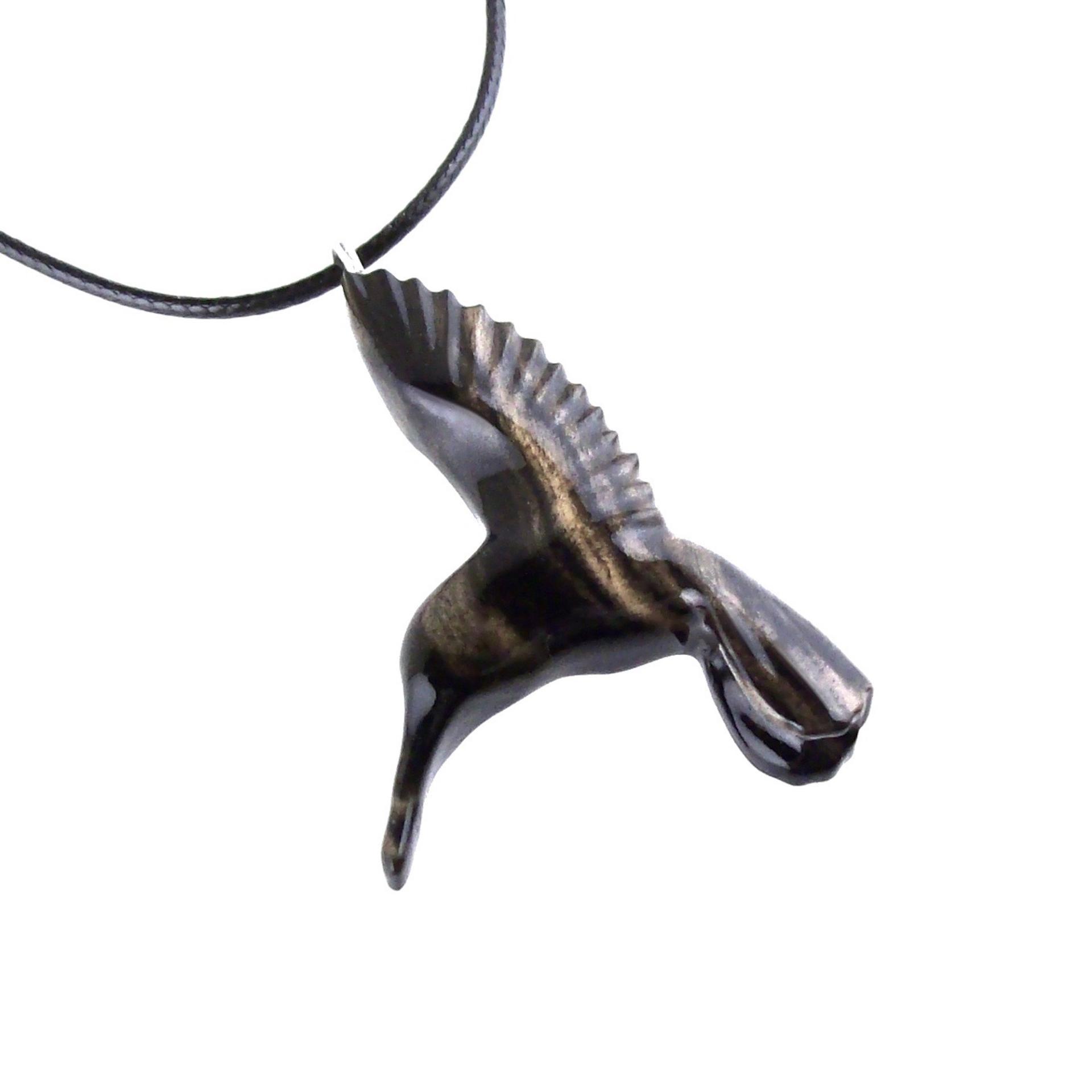 Wood Hummingbird Necklace, Wooden Hummingbird Pendant, Hand Carved Bird Jewelry Gift for Women