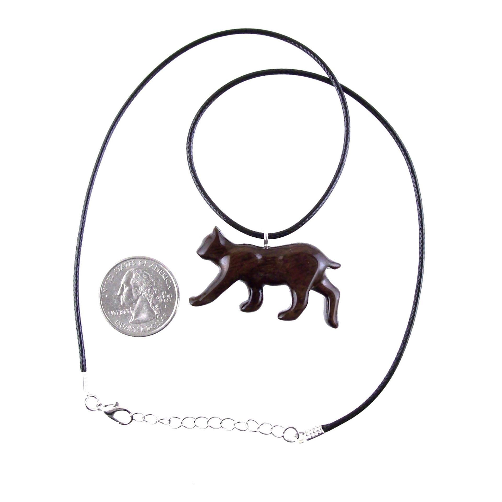 Wooden Bobcat Pendant, Bobcat Necklace, Hand Carved Lynx Necklace, Wood Wildcat Necklace, Totem Spirit Animal Jewelry for Men or Women