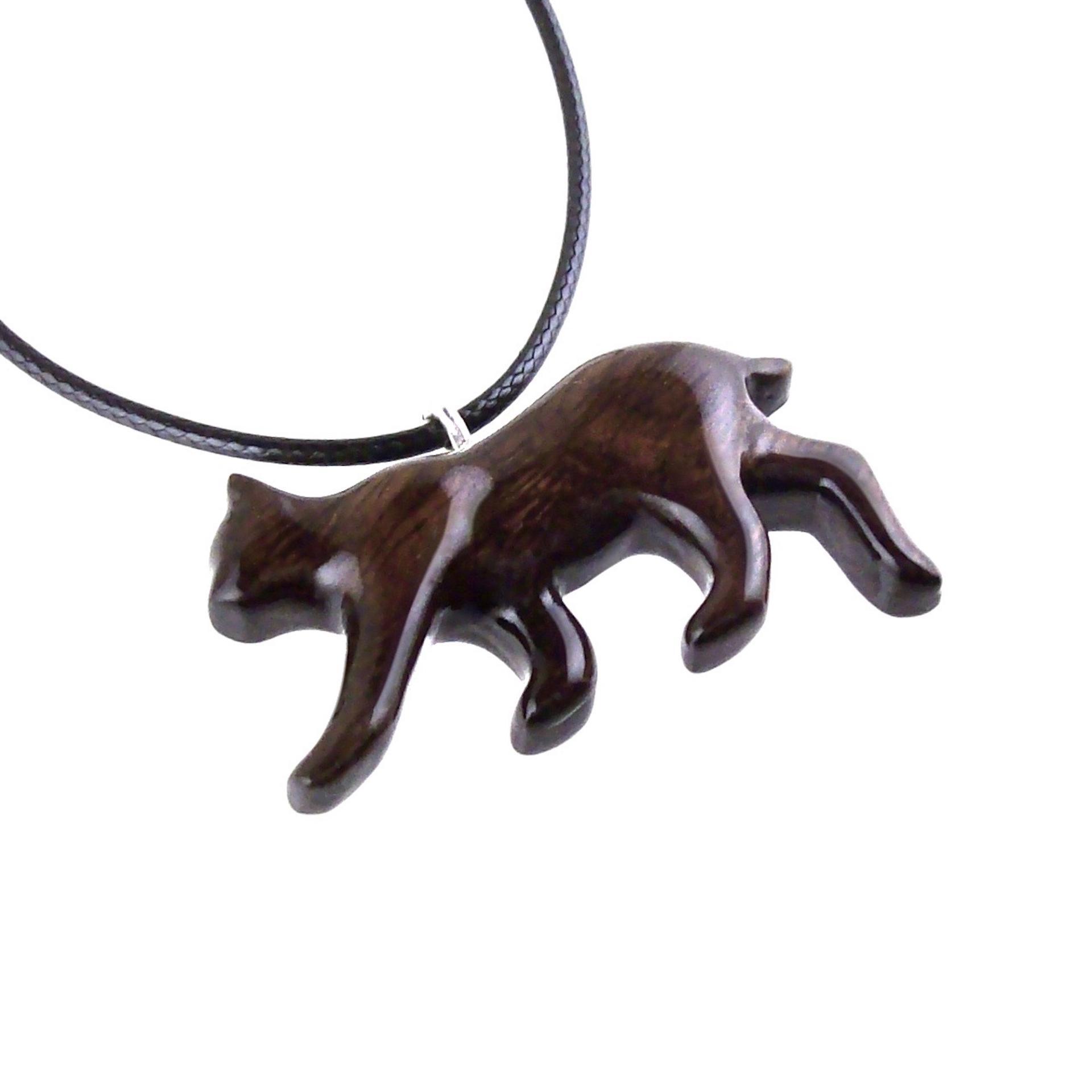 Wooden Bobcat Pendant, Bobcat Necklace, Hand Carved Lynx Necklace, Wood Wildcat Necklace, Totem Spirit Animal Jewelry for Men or Women