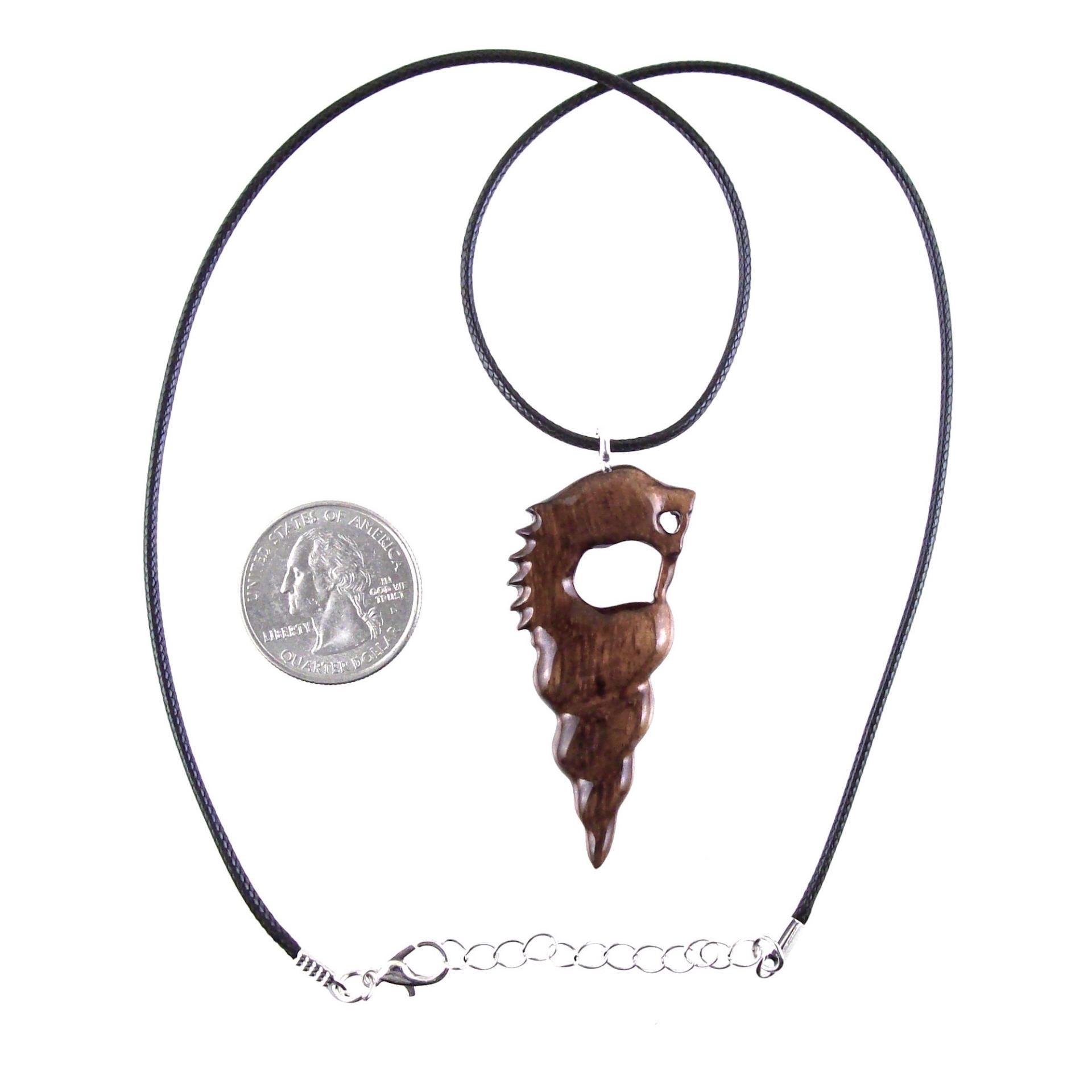 Hand Carved Nyami Nyami Pendant, Tribal Wood Mens Necklace, Wooden African Jewelry