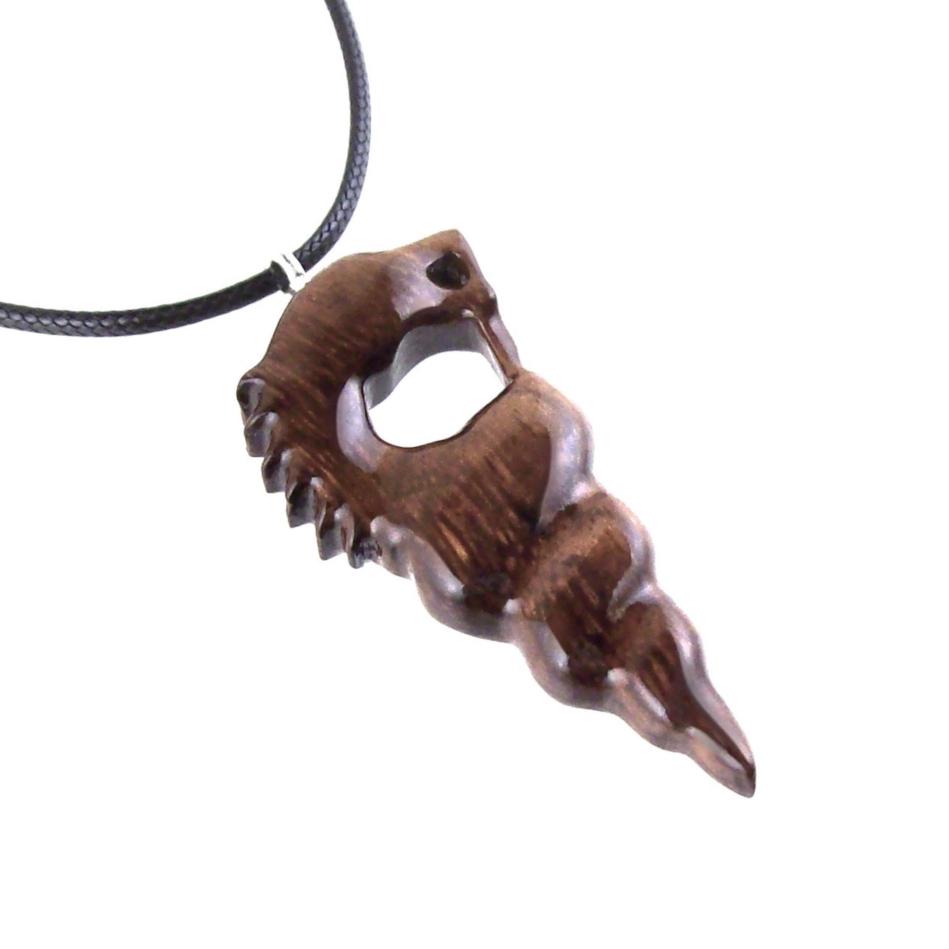 Hand Carved Nyami Nyami Pendant, Tribal Wood Mens Necklace, Wooden African Jewelry