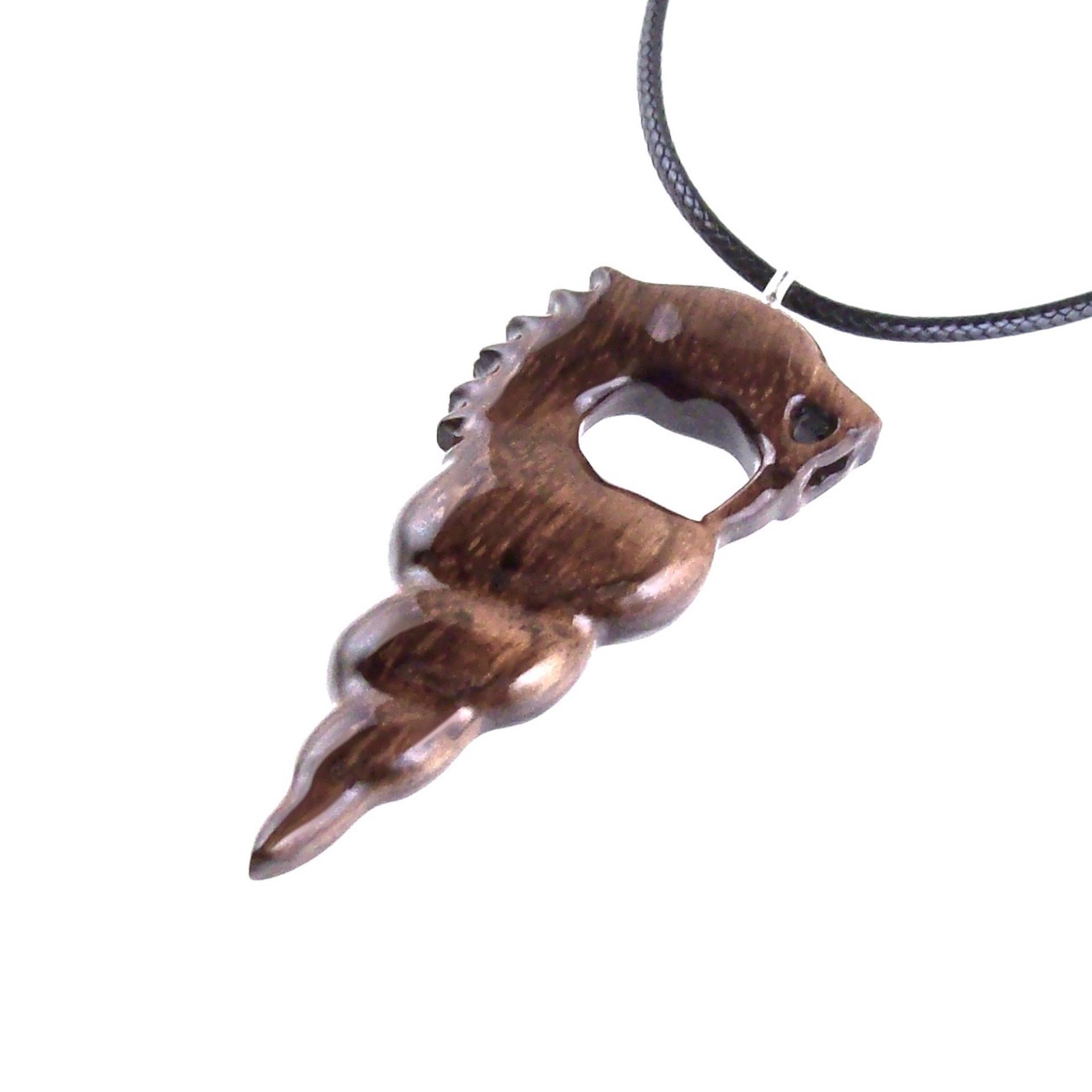 Hand Carved Nyami Nyami Pendant, Tribal Wood Mens Necklace, Wooden African Jewelry