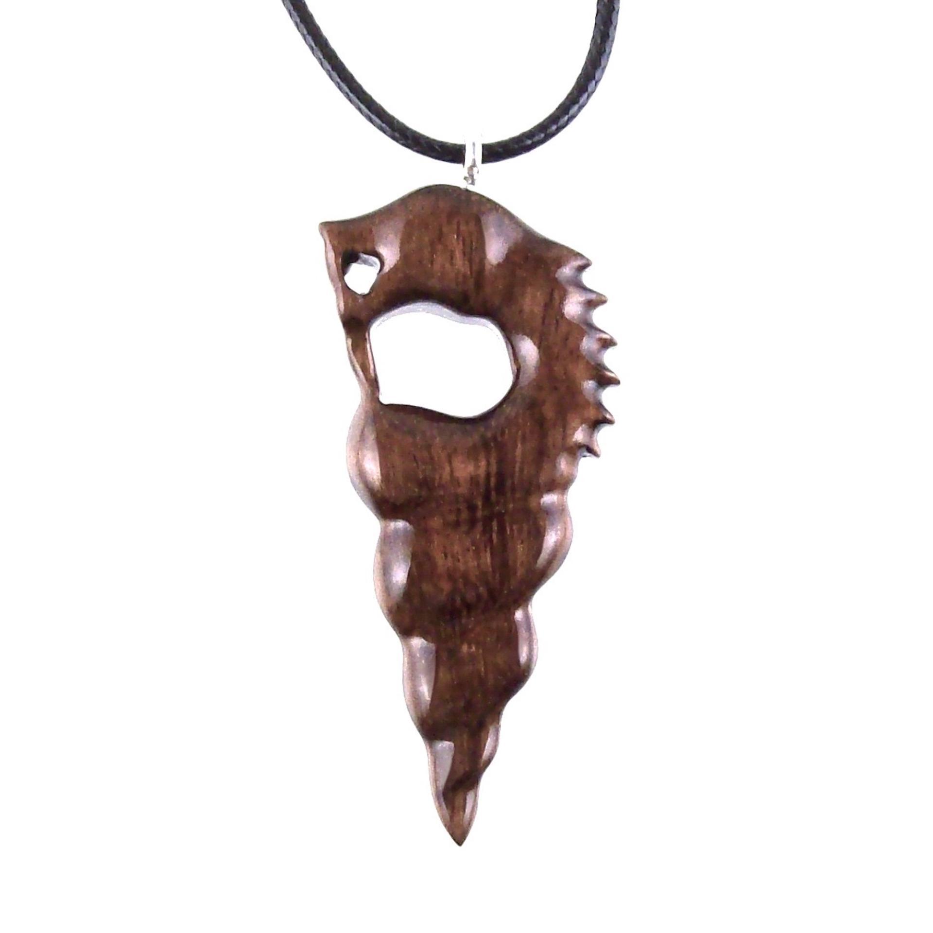 Hand Carved Nyami Nyami Pendant, Tribal Wood Mens Necklace, Wooden African Jewelry