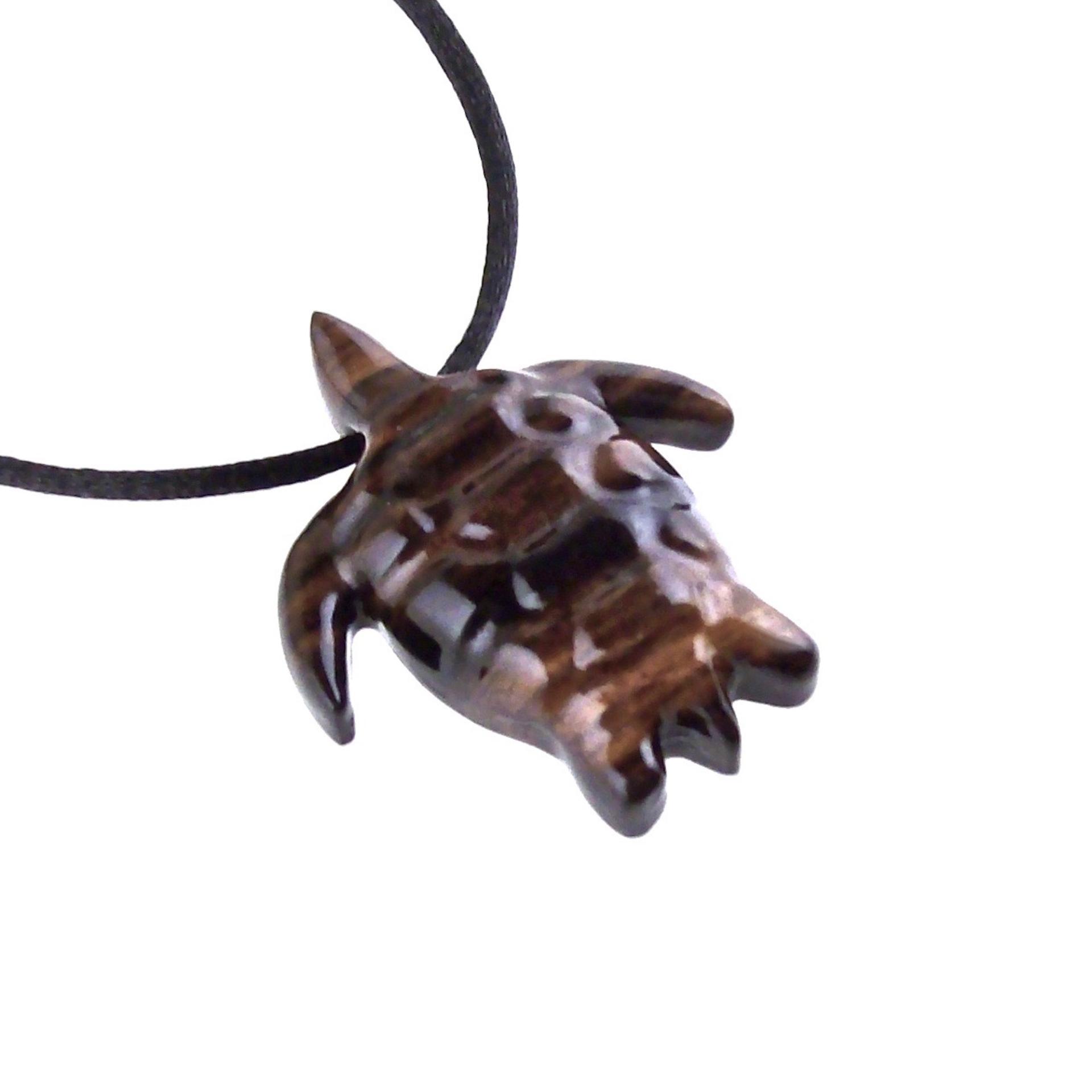 Sea Turtle Necklace, Hand Carved Wooden Turtle Pendant, Mens Nautical Wood Jewelry Gift