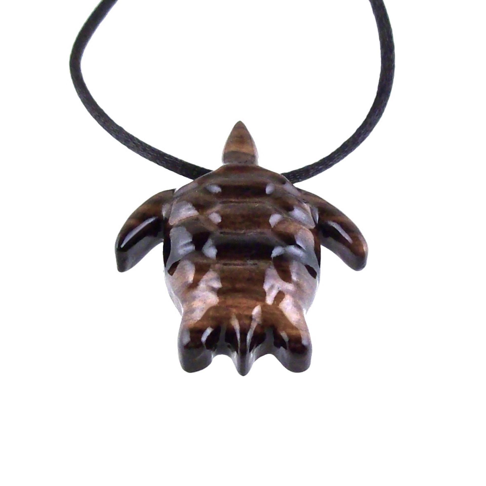 Sea Turtle Necklace, Hand Carved Wooden Turtle Pendant, Mens Nautical Wood Jewelry Gift