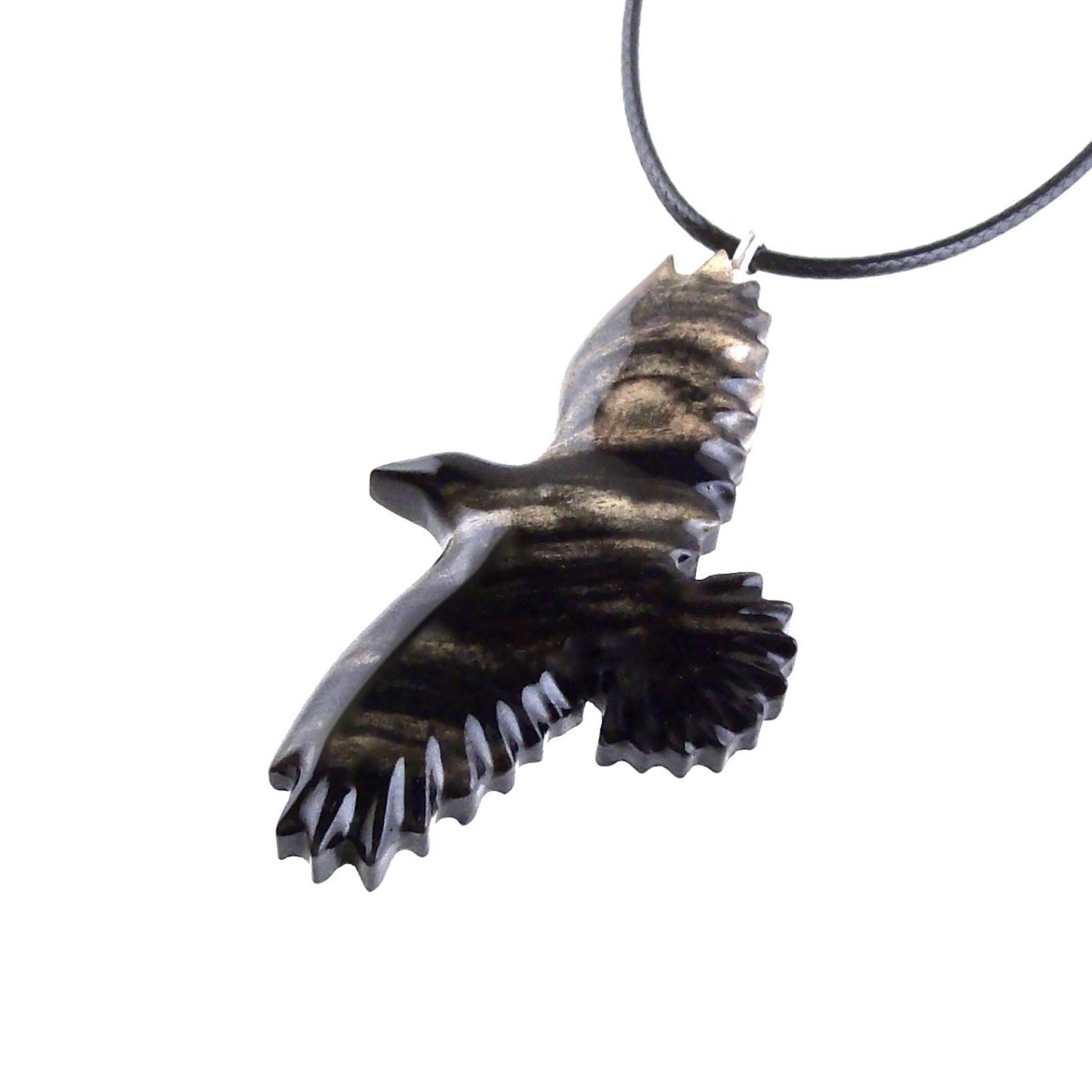 Hand Carved Crow Pendant, Wooden Raven Necklace, Wood Totem Jewelry Gift for Men Women