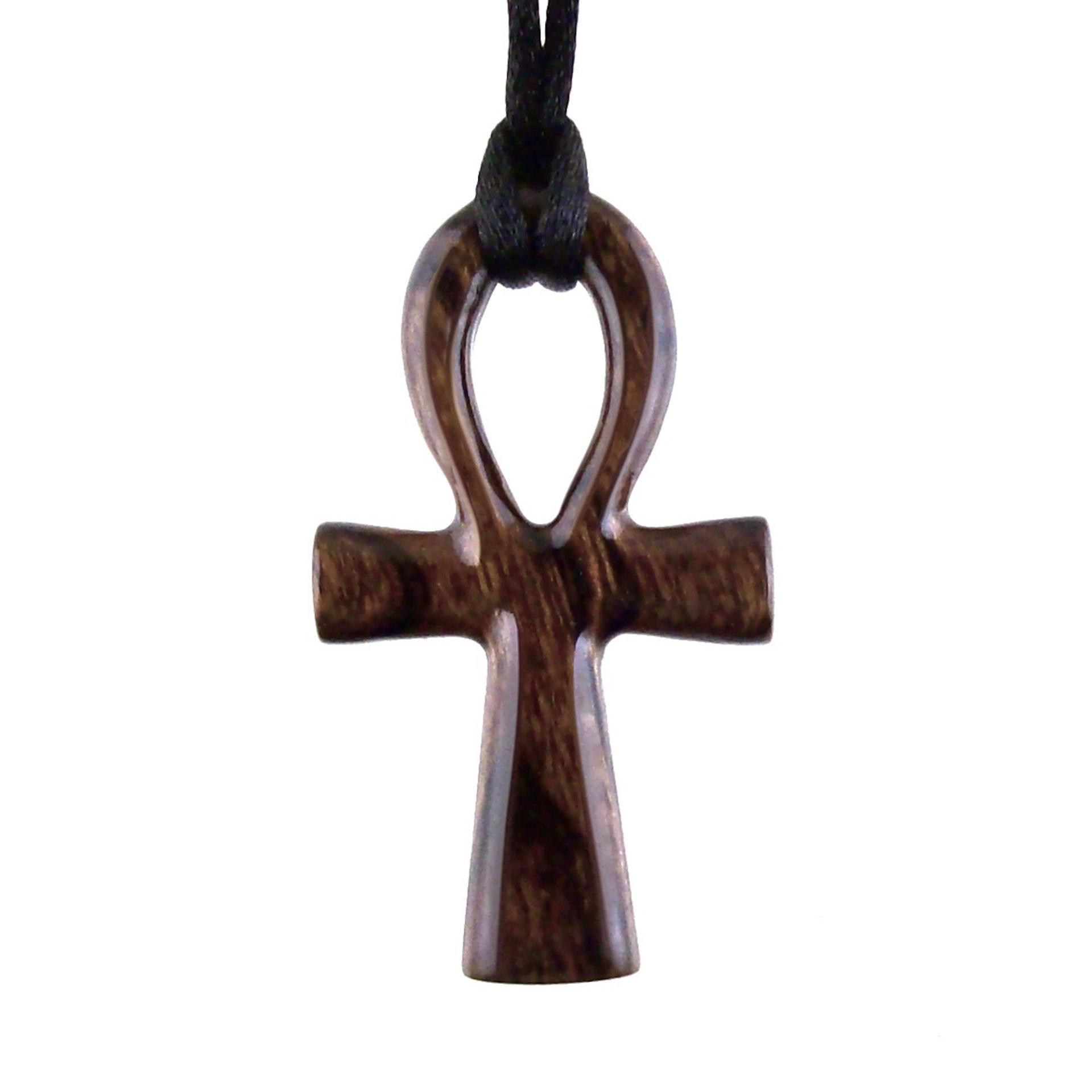 Ankh Necklace, Hand Carved Wooden Ankh Pendant for Men Women, Egyptian Cross Jewelry Gift