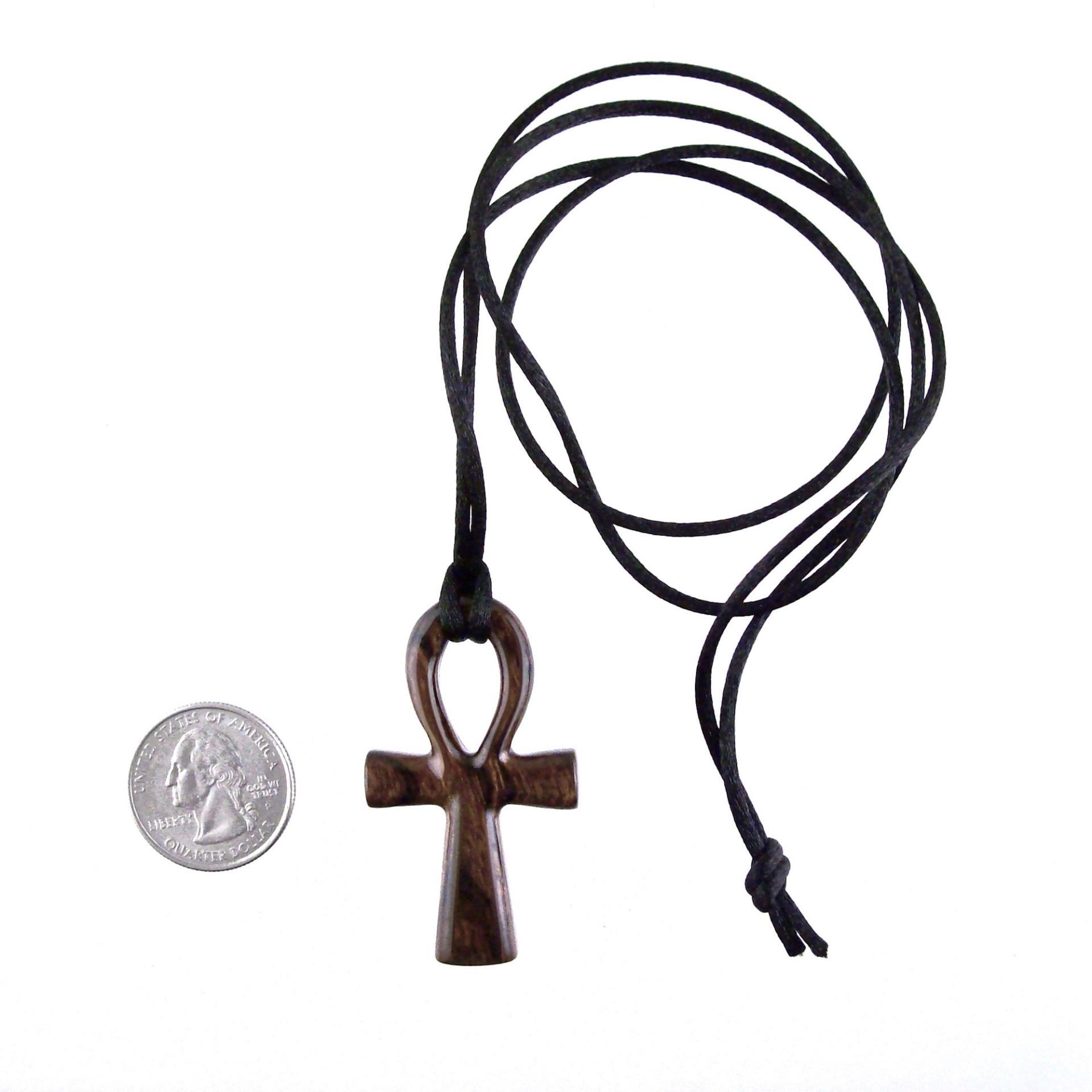 Ankh Necklace, Hand Carved Wooden Ankh Pendant for Men Women, Egyptian Cross Jewelry Gift