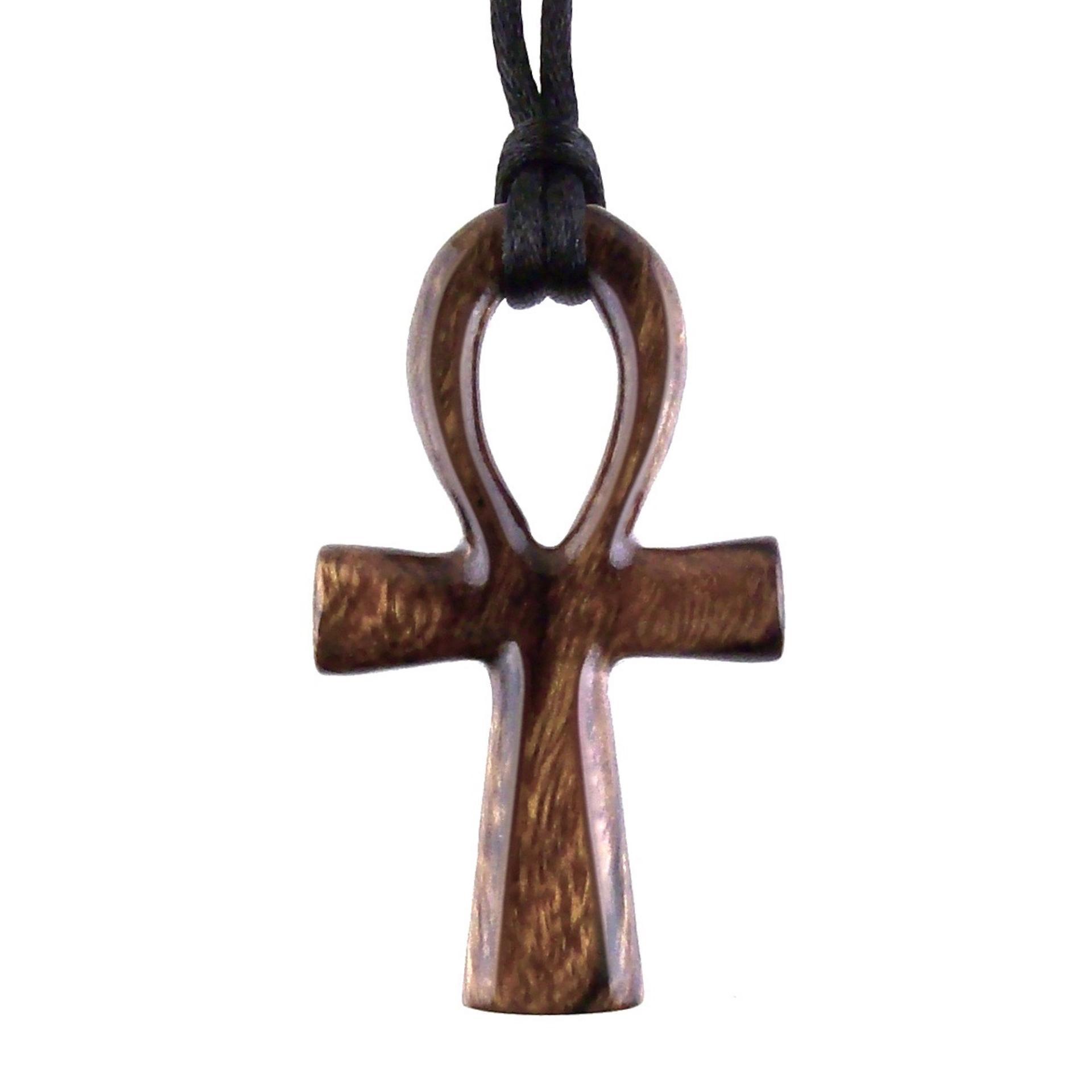Ankh Necklace, Hand Carved Wooden Ankh Pendant for Men Women, Egyptian Cross Jewelry Gift