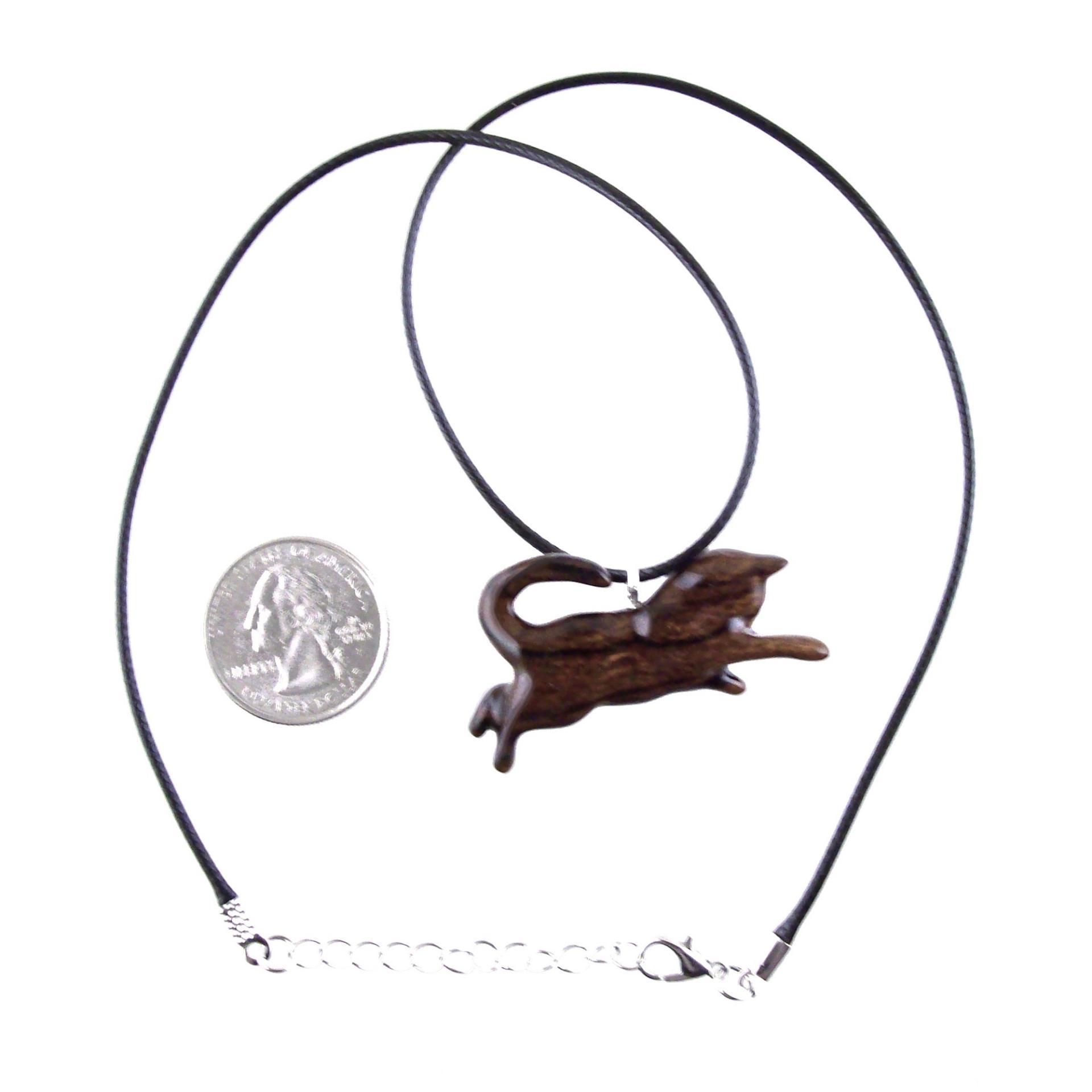 Hand Carved Kitten Necklace, Wooden Cat Pendant, Wood Animal Jewelry, Cat Lover Gift