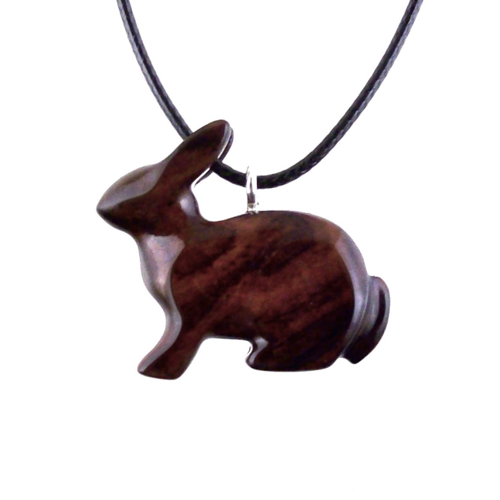 Wooden Rabbit Pendant, Bunny Necklace, Hand Carved Wood Animal Jewelry