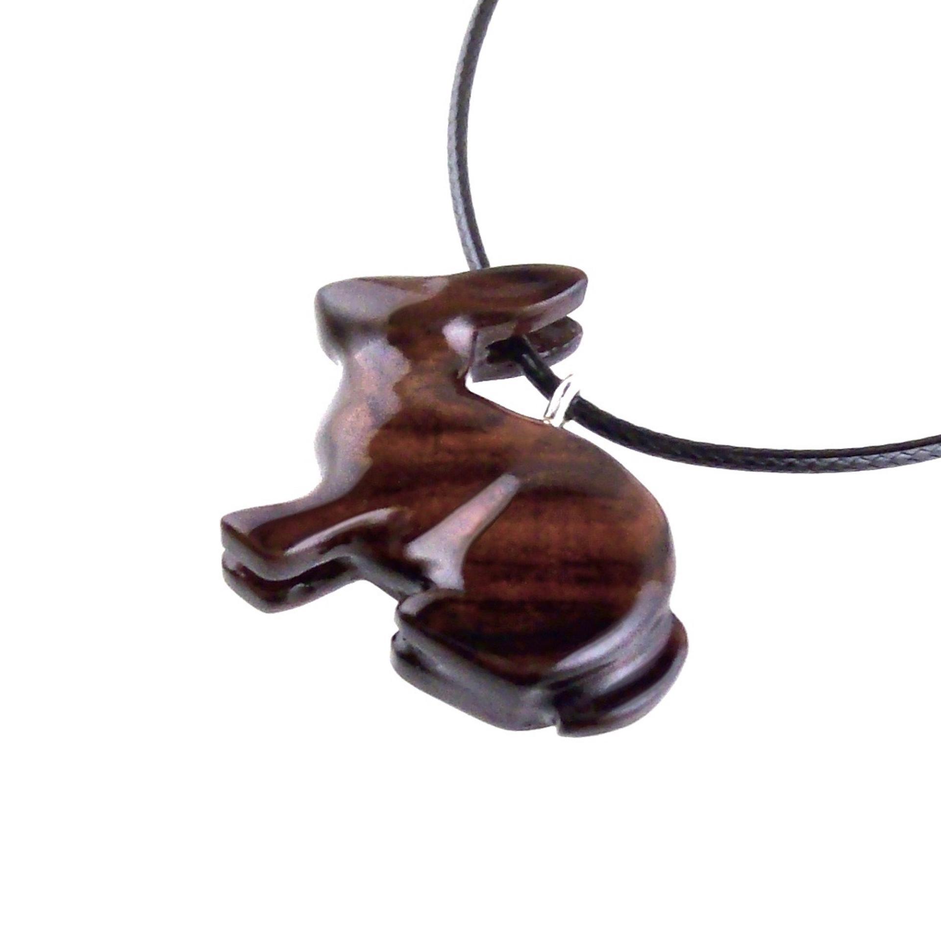 Wooden Rabbit Pendant, Bunny Necklace, Hand Carved Wood Animal Jewelry