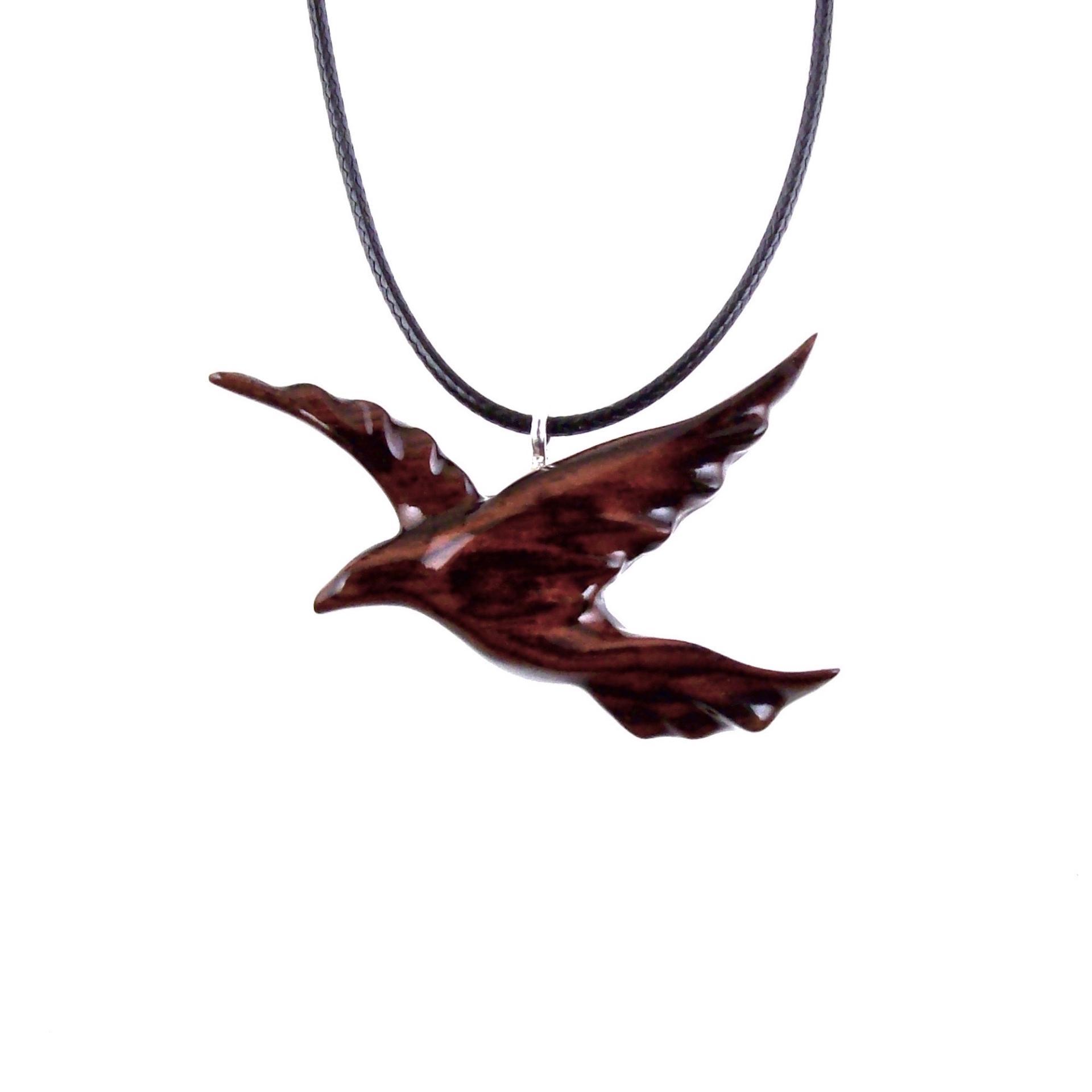 Hand Carved Wood Dove Pendant, Flying Bird Necklace, Wooden Jewelry Gift for Women