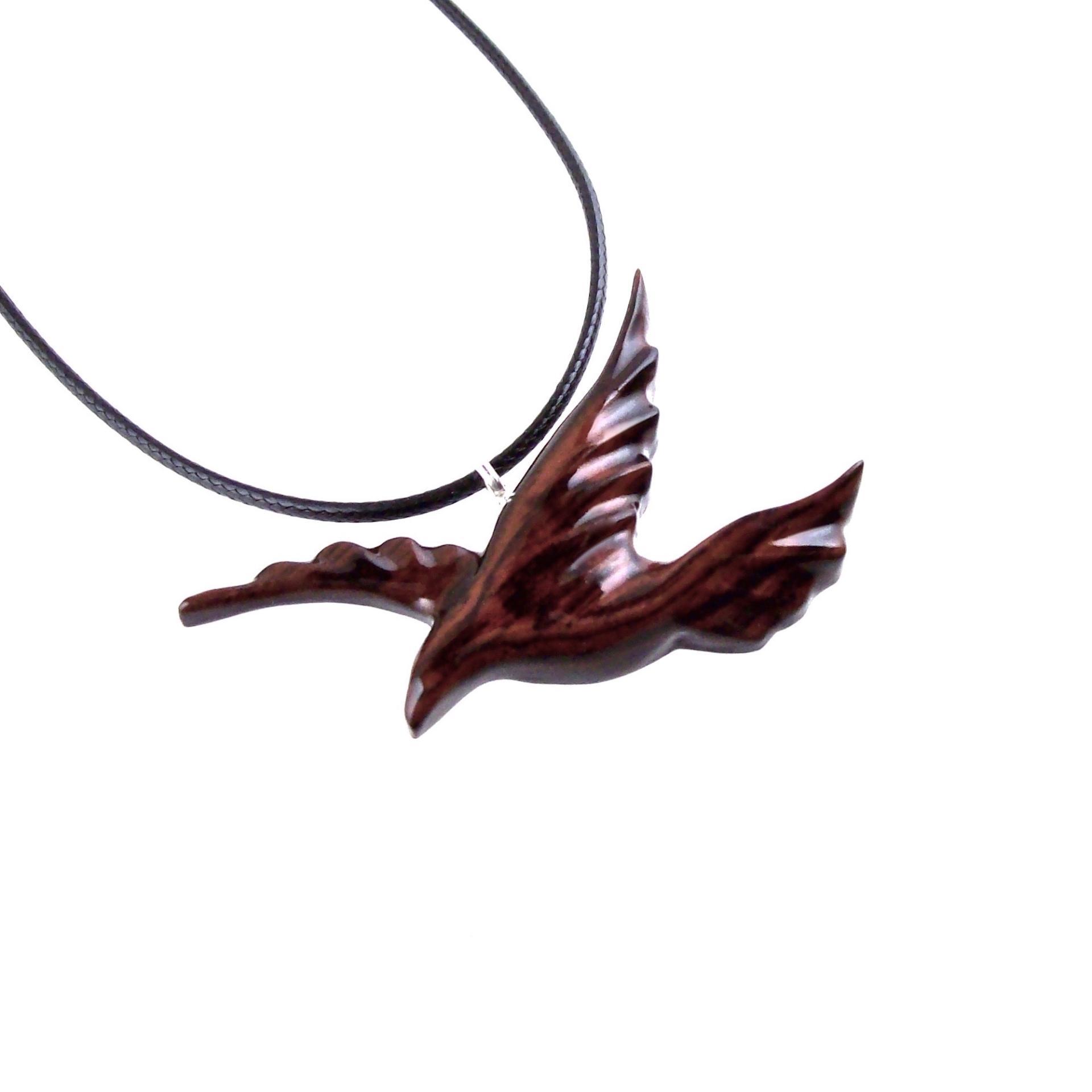 Hand Carved Wood Dove Pendant, Flying Bird Necklace, Wooden Jewelry Gift for Women