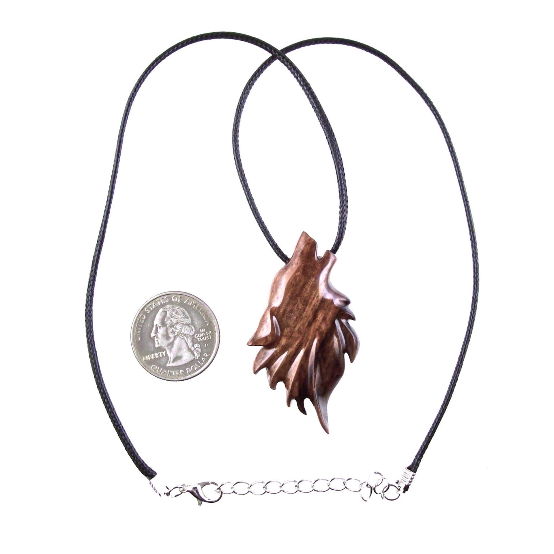 Hand Carved Wolf Head Pendant, Wooden Wolf Necklace, Wood Animal  Jewelry for Men Women