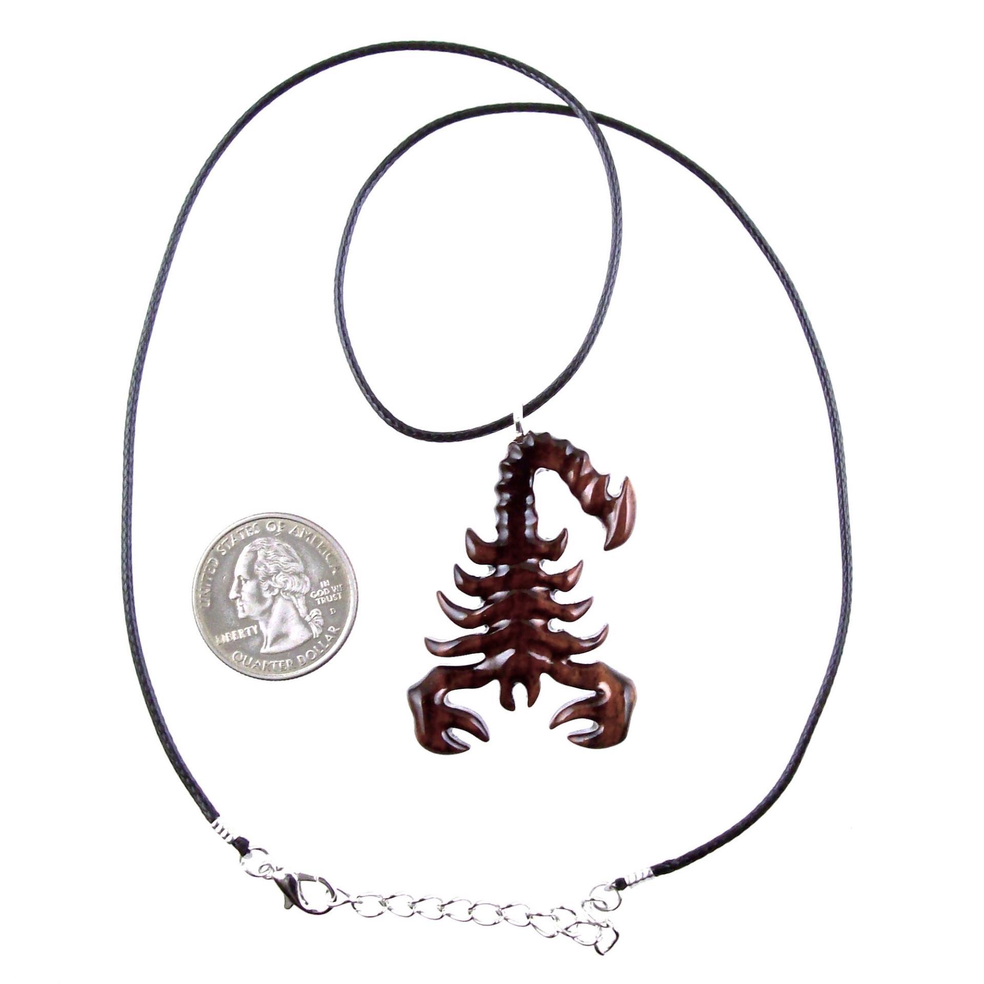 Hand Carved Scorpion Pendant, Wooden Scorpion Necklace, Scorpio Wood Jewelry Totem Spirit Animal