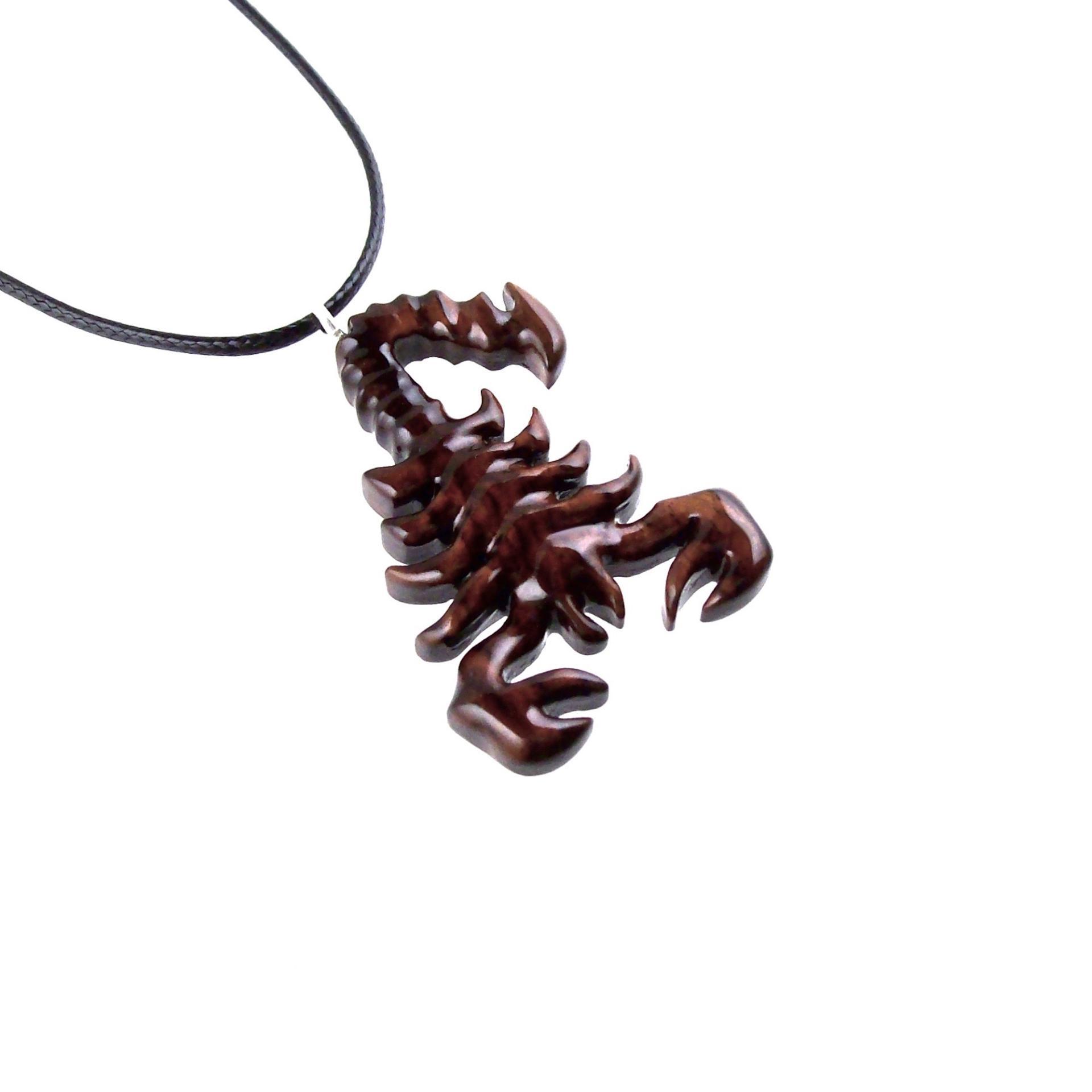 Hand Carved Scorpion Pendant, Wooden Scorpion Necklace, Scorpio Wood Jewelry Totem Spirit Animal