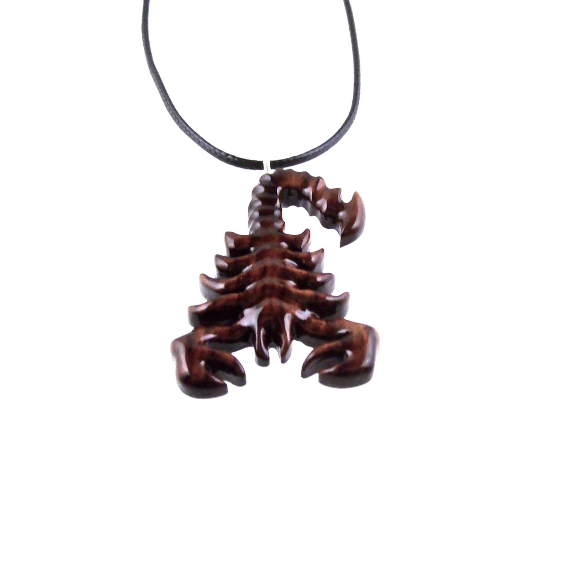 Hand Carved Scorpion Pendant, Wooden Scorpion Necklace, Scorpio Wood Jewelry Totem Spirit Animal