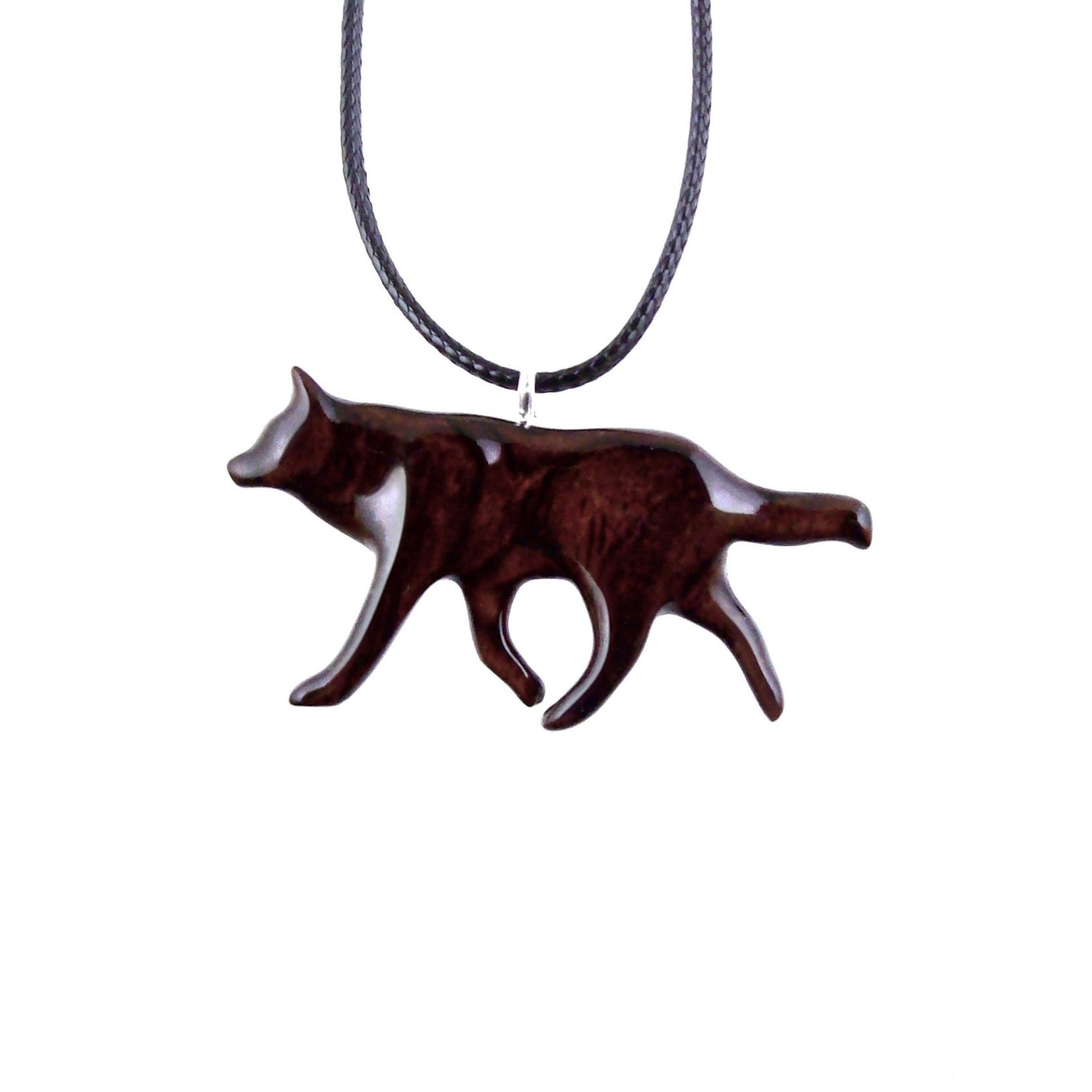 Wooden Wolf Necklace, Hand Carved Wolf Wood Pendant, Totem Spirit Animal, Woodland Jewelry
