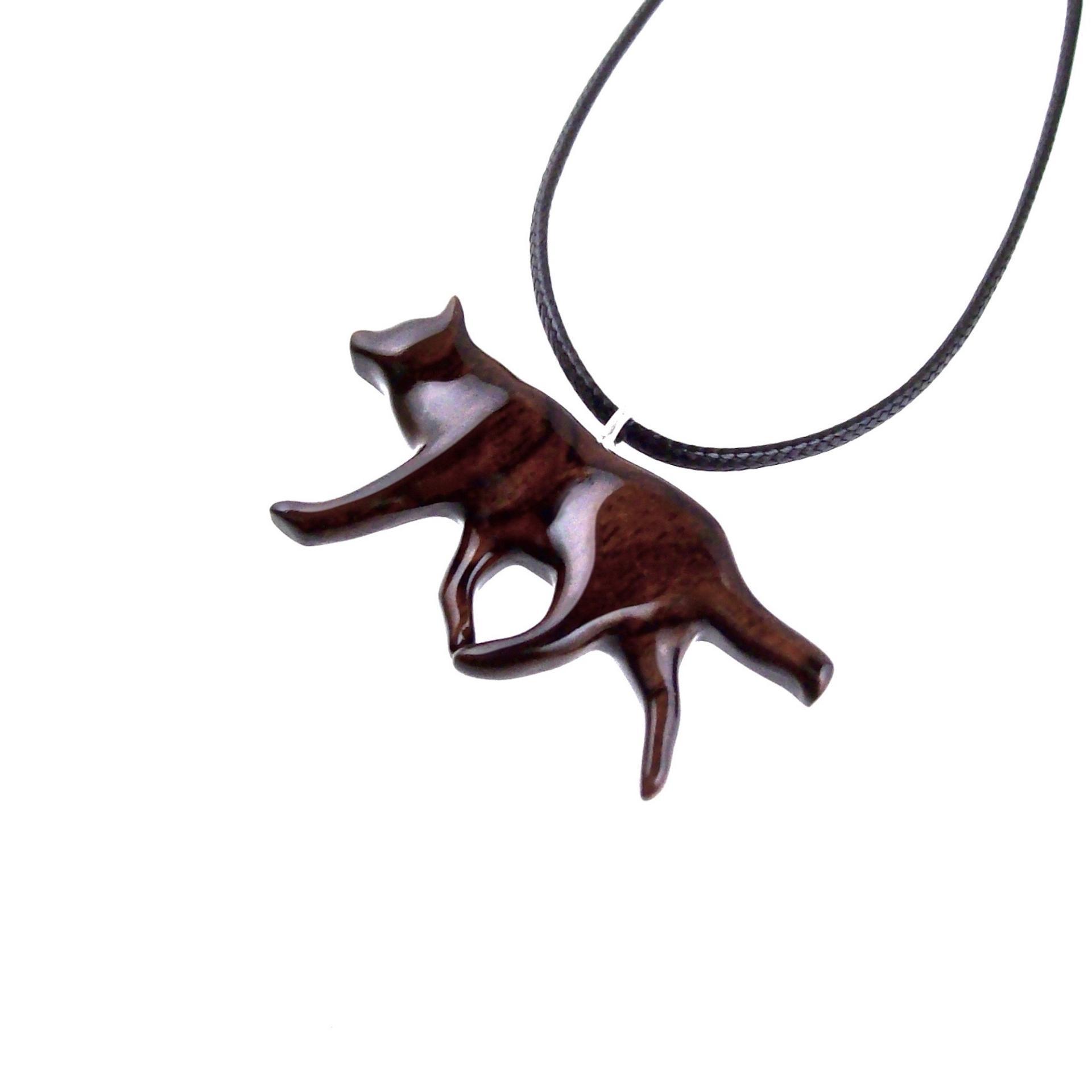 Wooden Wolf Necklace, Hand Carved Wolf Wood Pendant, Totem Spirit Animal, Woodland Jewelry