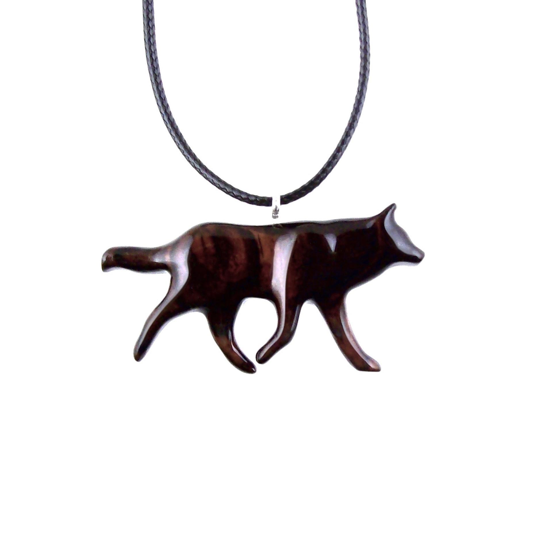Wooden Wolf Necklace, Hand Carved Wolf Wood Pendant, Totem Spirit Animal, Woodland Jewelry