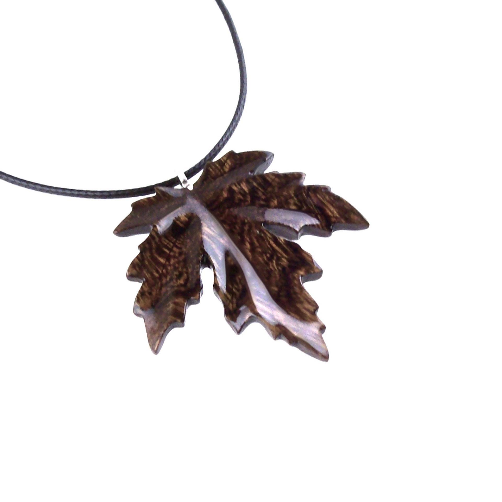 Hand Carved Maple Leaf Necklace, Wooden Leaf Pendant, Wood Jewelry Gift for Men Women