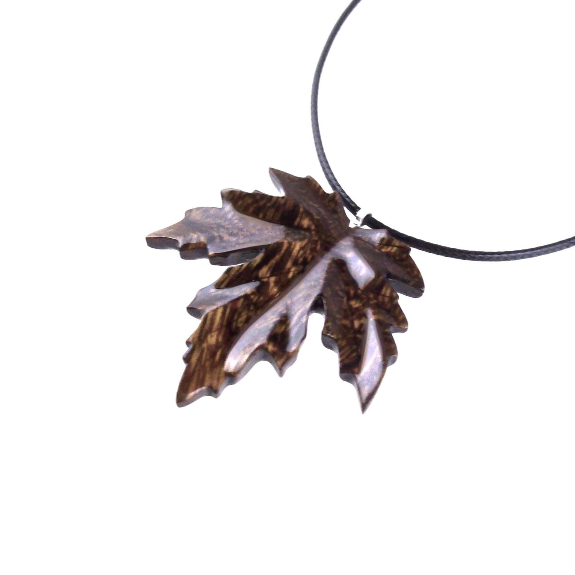Hand Carved Maple Leaf Necklace, Wooden Leaf Pendant, Wood Jewelry Gift for Men Women