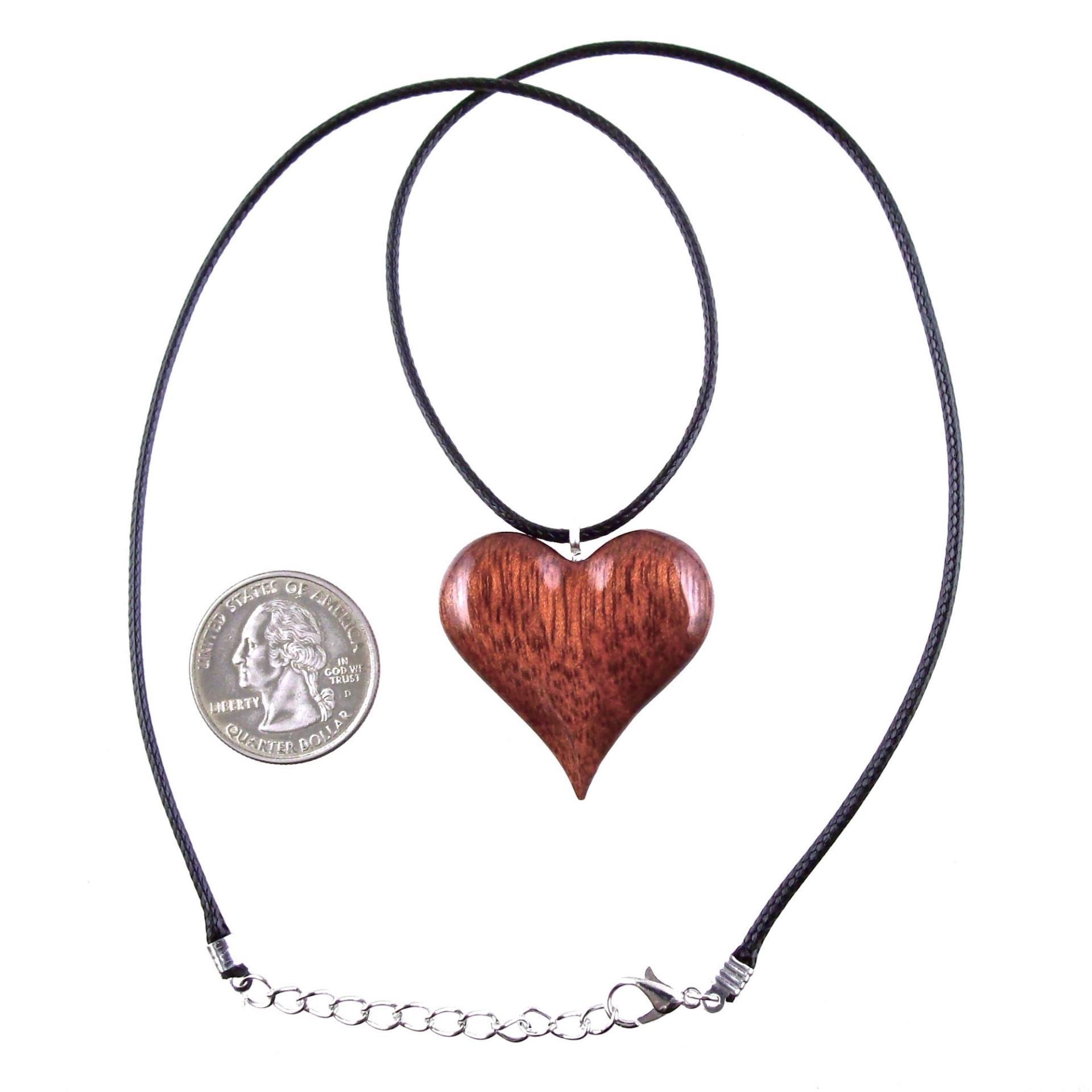 Wood Heart Necklace, Hand Carved Wooden Heart Pendant, One of a Kind 5th Anniversary Gift for Her, Handmade Jewelry