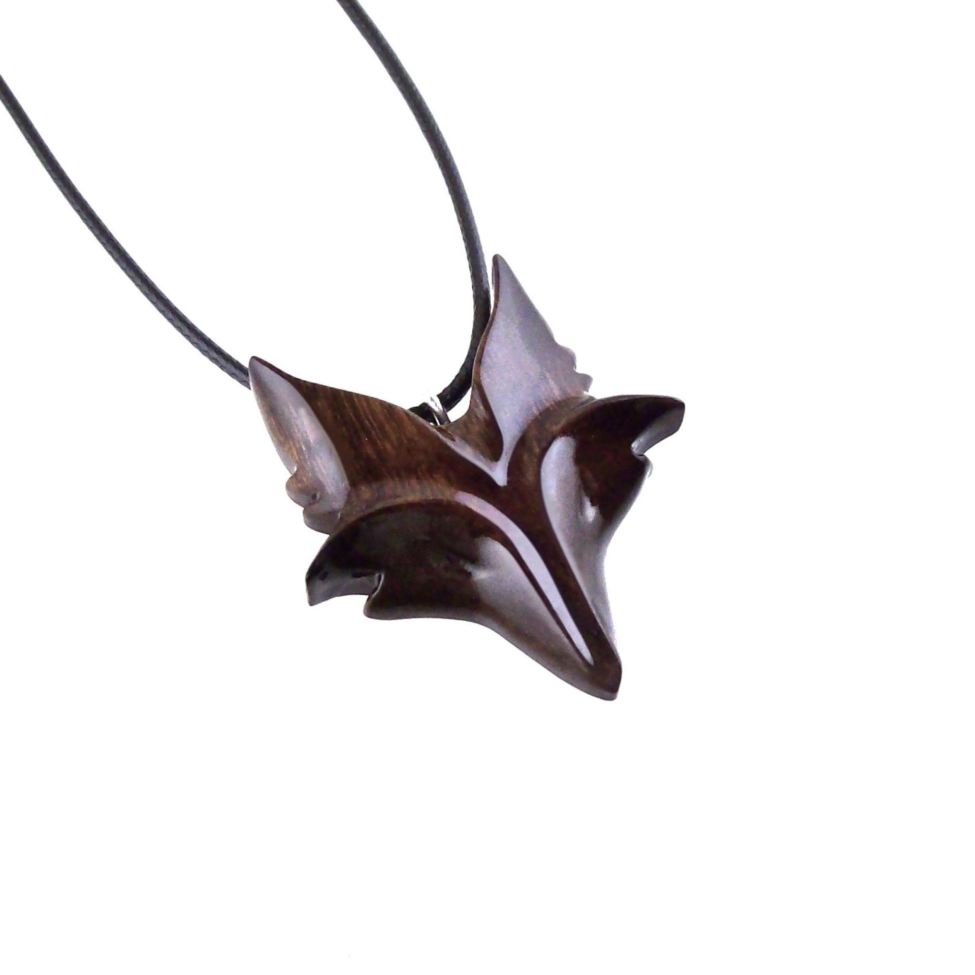 Hand Carved Fox Necklace, Wooden Celtic Fox Pendant, Spirit Animal Totem Wood Jewelry