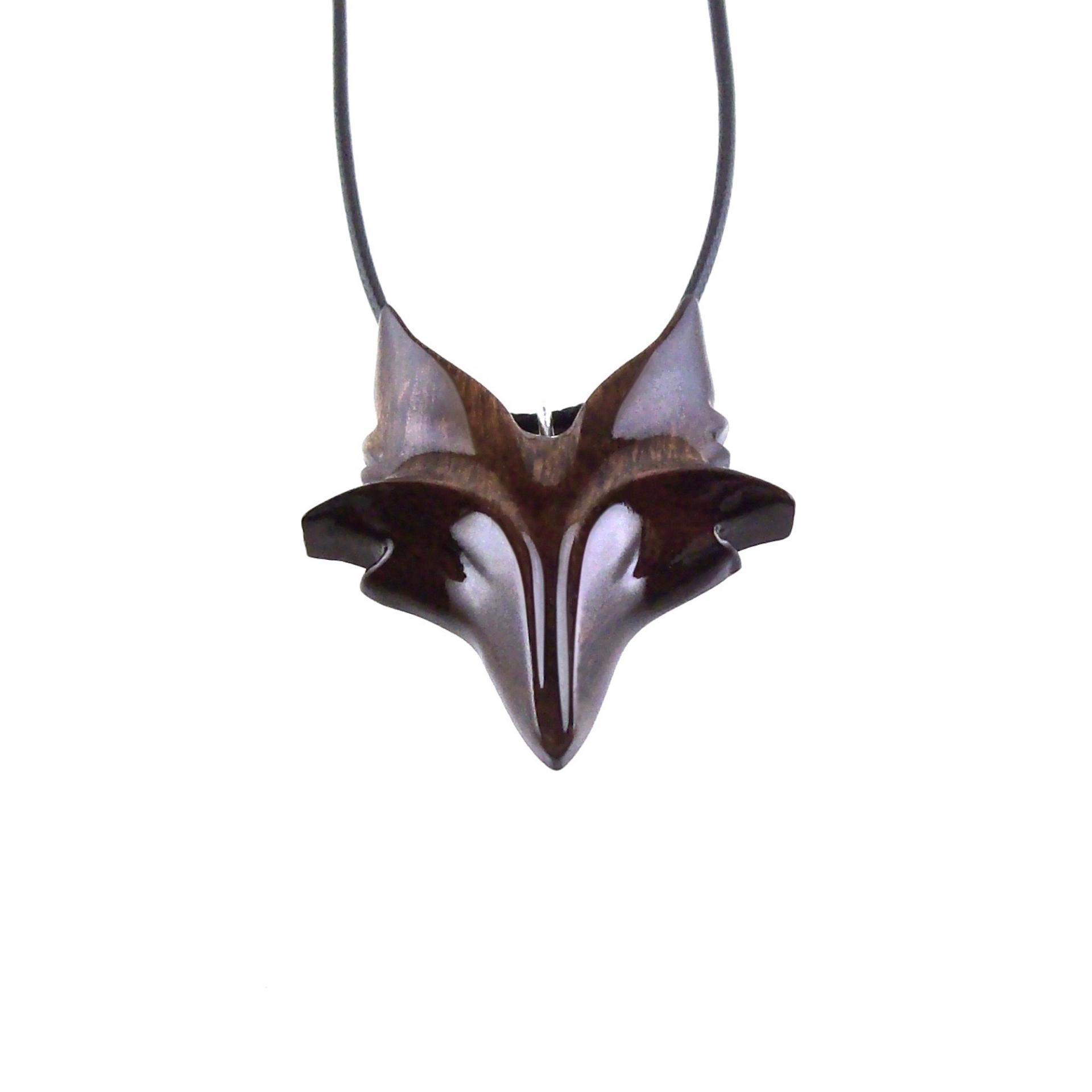 Hand Carved Fox Necklace, Wooden Celtic Fox Pendant, Spirit Animal Totem Wood Jewelry