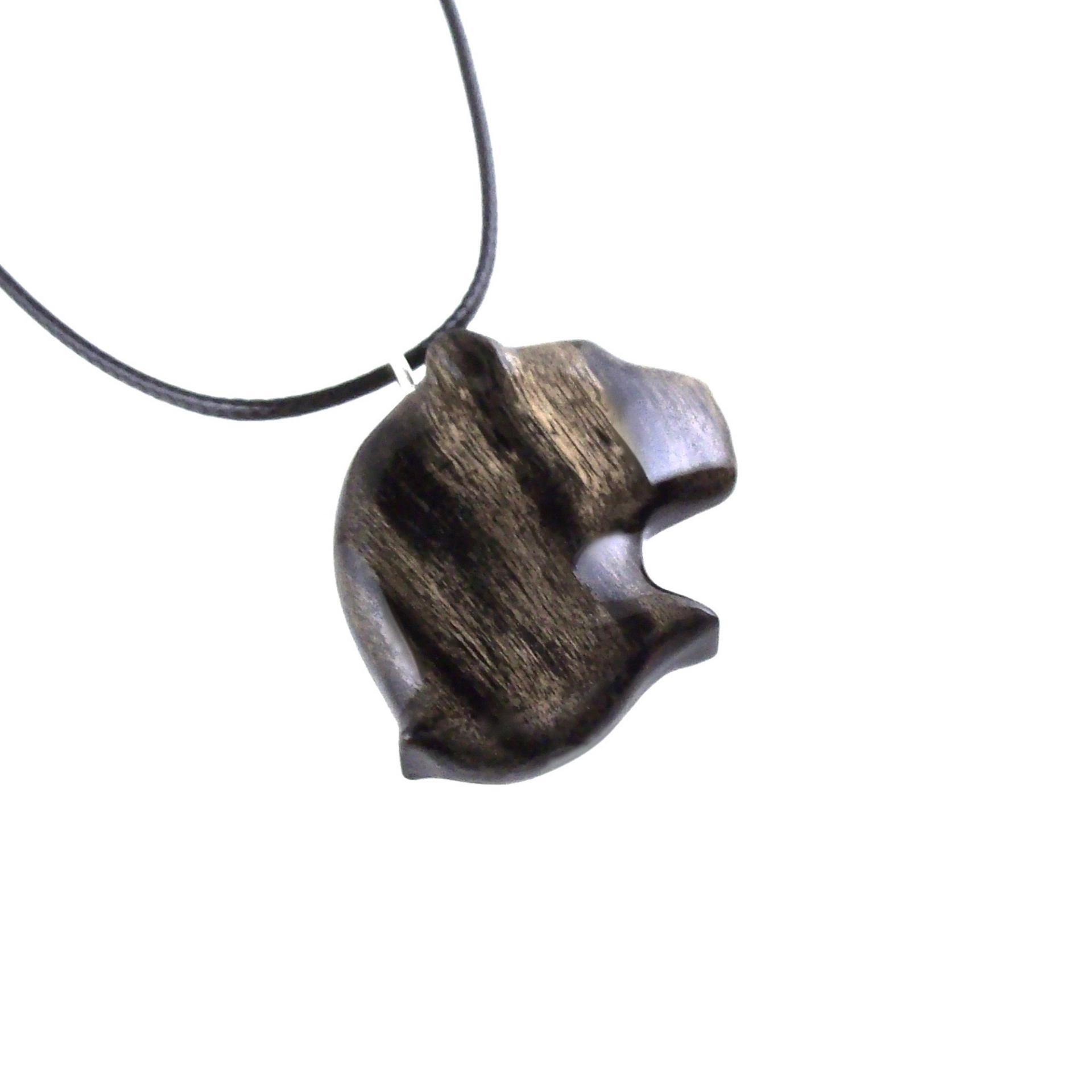 Panther Necklace, Hand Carved Wooden Jaguar Head Pendant for Men Women, Spirit Animal Jewelry