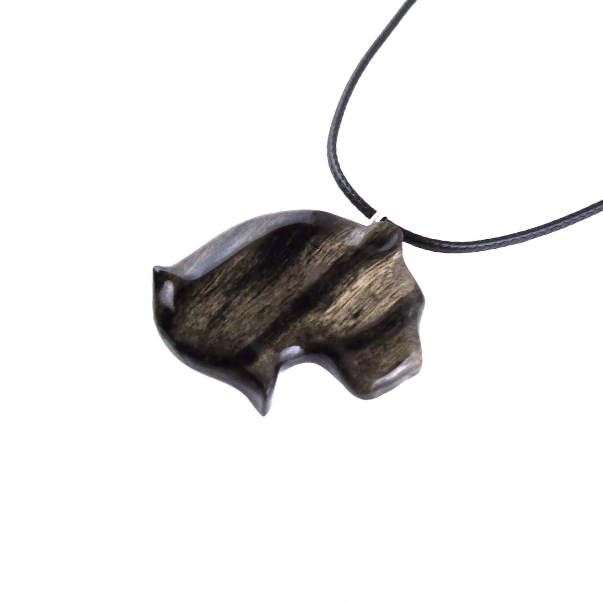Panther Necklace, Hand Carved Wooden Jaguar Head Pendant for Men Women, Spirit Animal Jewelry
