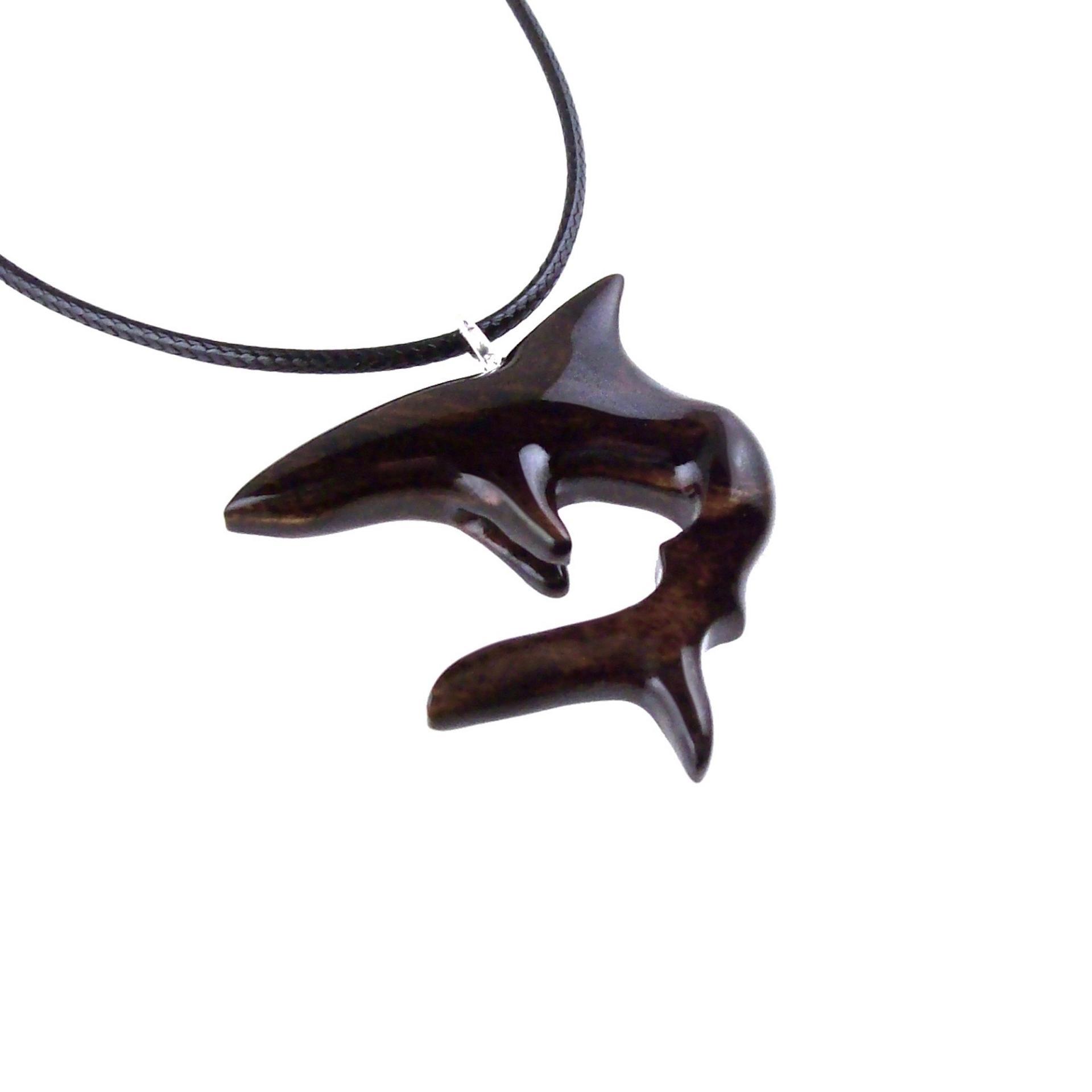 Hand Carved Shark Necklace, Wooden Shark Pendant, Nautical Jewelry Gift for Men
