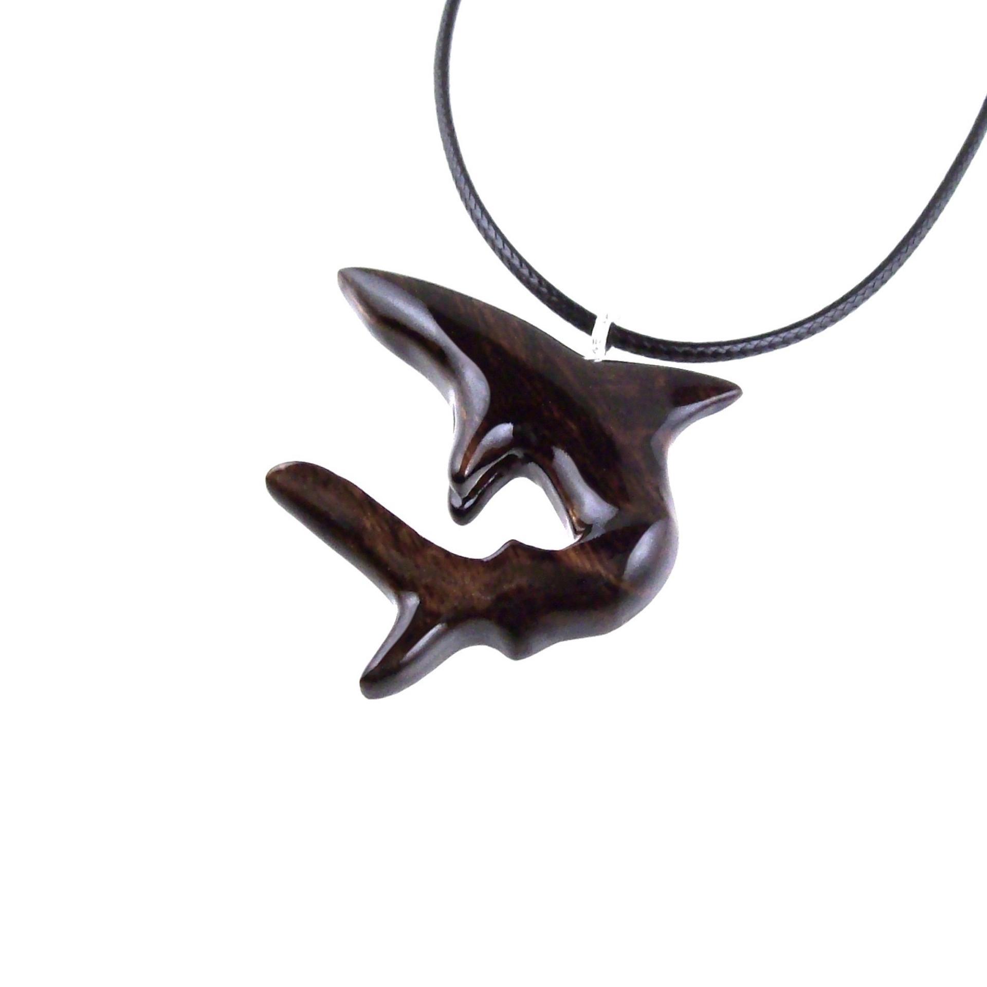 Hand Carved Shark Necklace, Wooden Shark Pendant, Nautical Jewelry Gift for Men