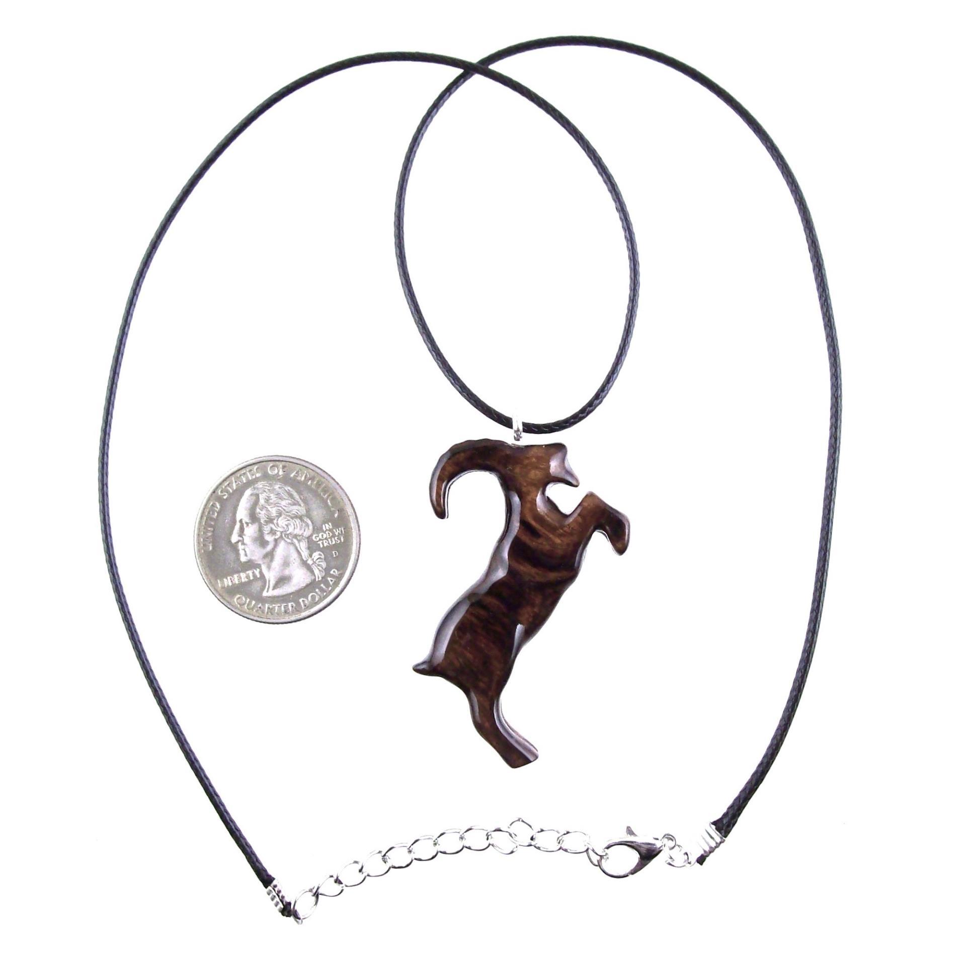 Mountain Goat Pendant, Hand Carved Wooden Goat Necklace, Capricorn Animal Wood Jewelry