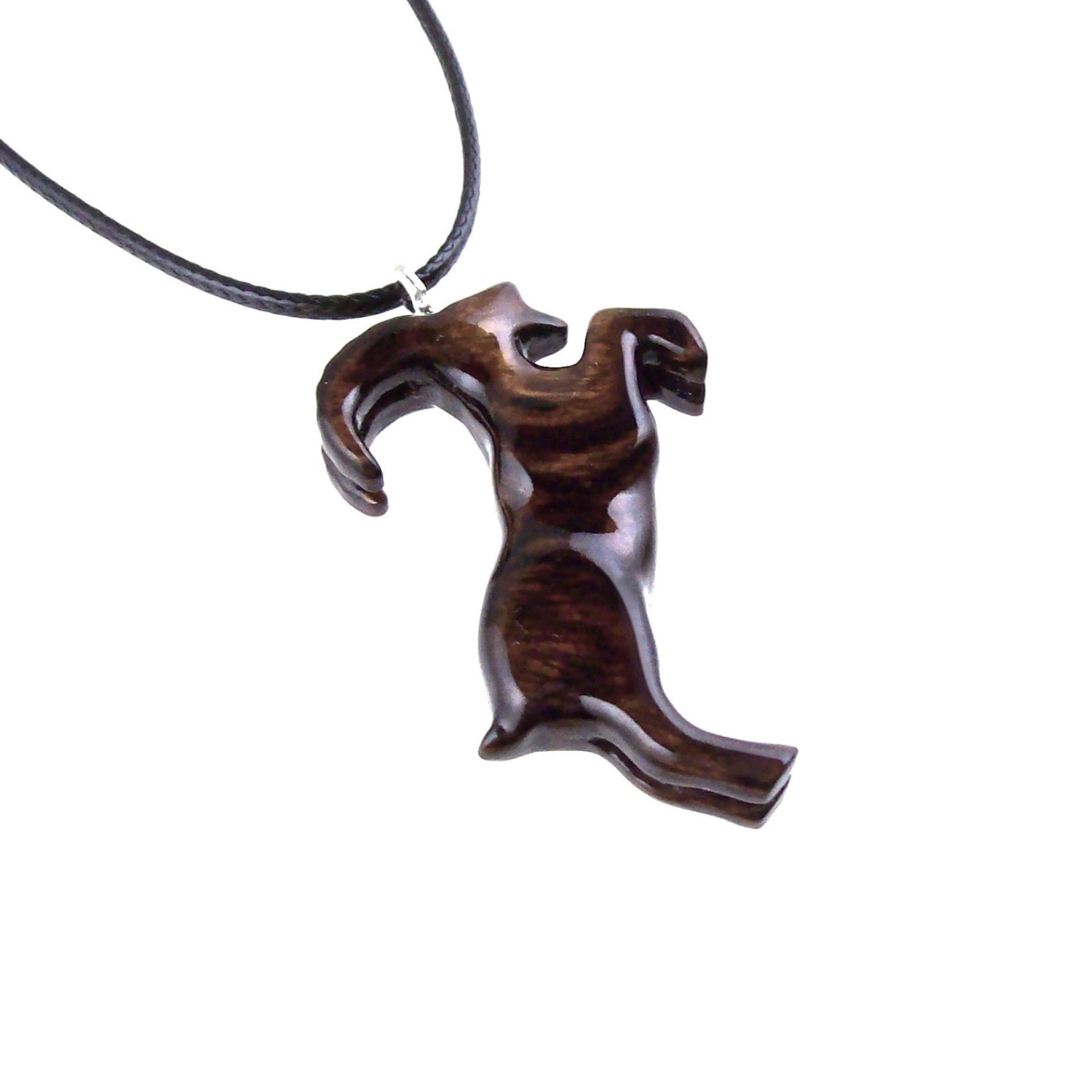 Mountain Goat Pendant, Hand Carved Wooden Goat Necklace, Capricorn Animal Wood Jewelry