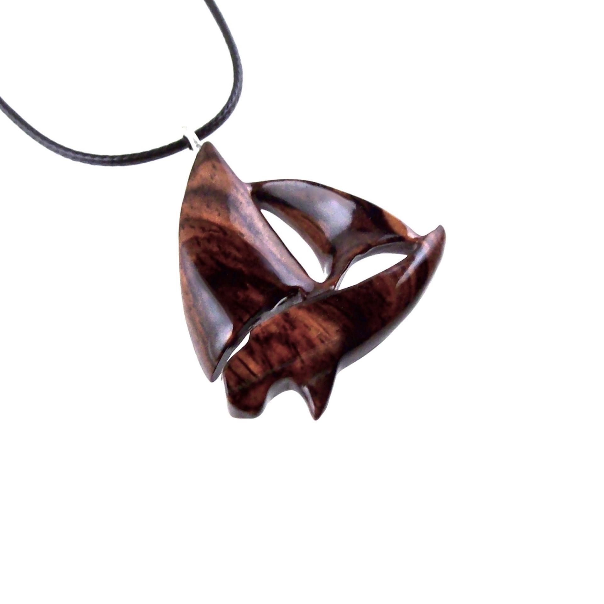 Hand Carved Wooden Sailboat Pendant Necklace, Wood Boat Necklace, Nautical Jewelry Gift