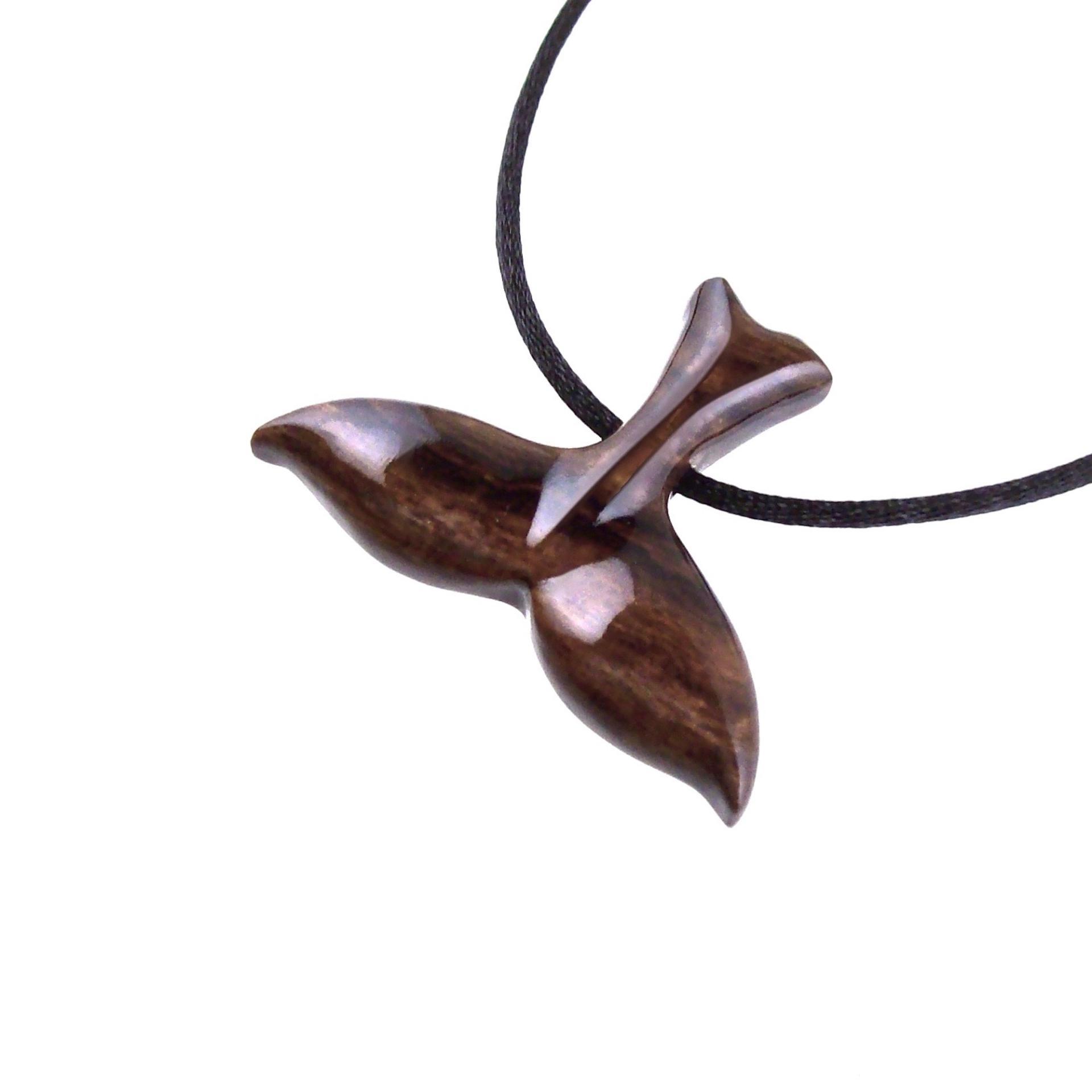 Hand Carved Wooden Whale Tail Pendant Necklace, Men's Nautical Wood Jewelry