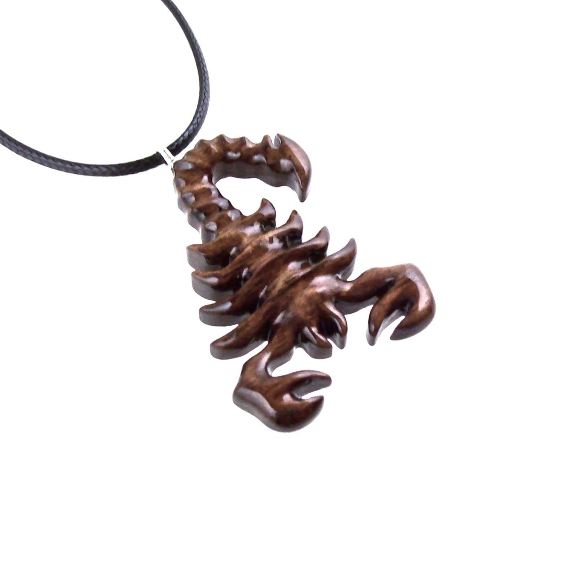 Hand Carved Scorpion Necklace, Wooden Scorpion Pendant, Scorpio Wood Jewelry Gift