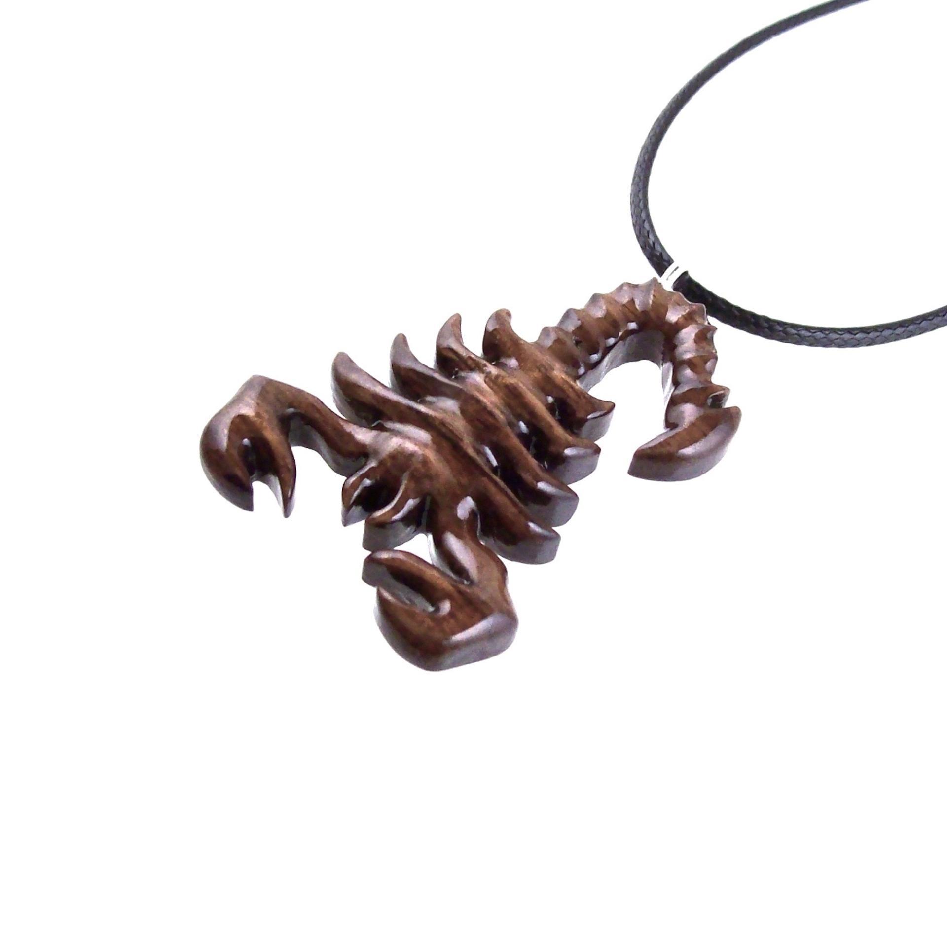 Hand Carved Scorpion Necklace, Wooden Scorpion Pendant, Scorpio Wood Jewelry Gift