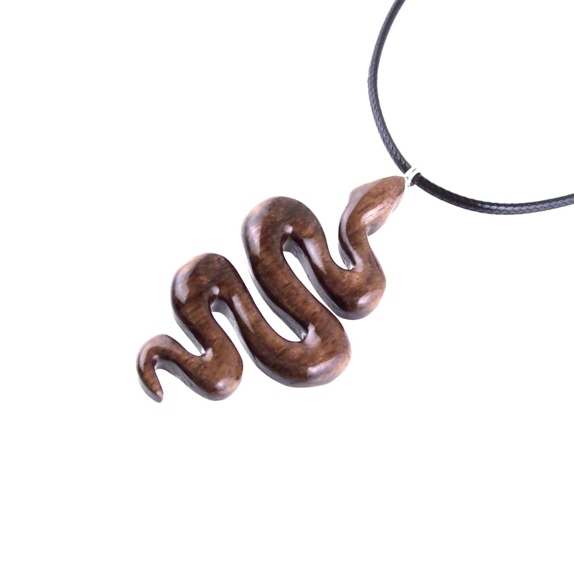 Hand Carved Snake Necklace, Wooden Snake Pendant, Serpent Wood Jewelry