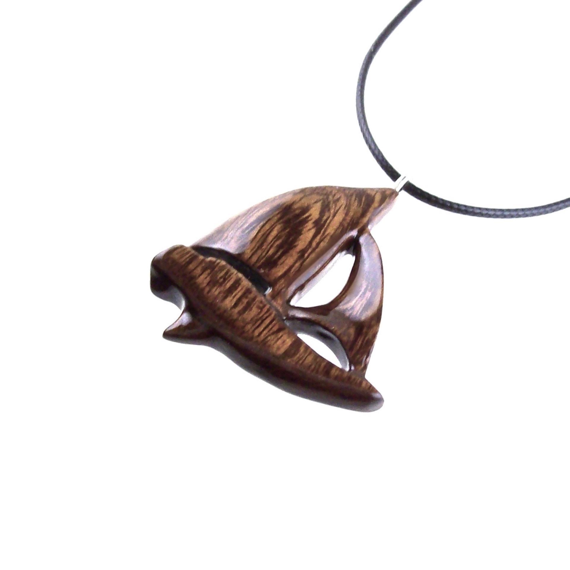 Wood Sailboat Necklace, Hand Carved Wooden Sailboat Pendant, Nautical Boat Jewelry for Men Women