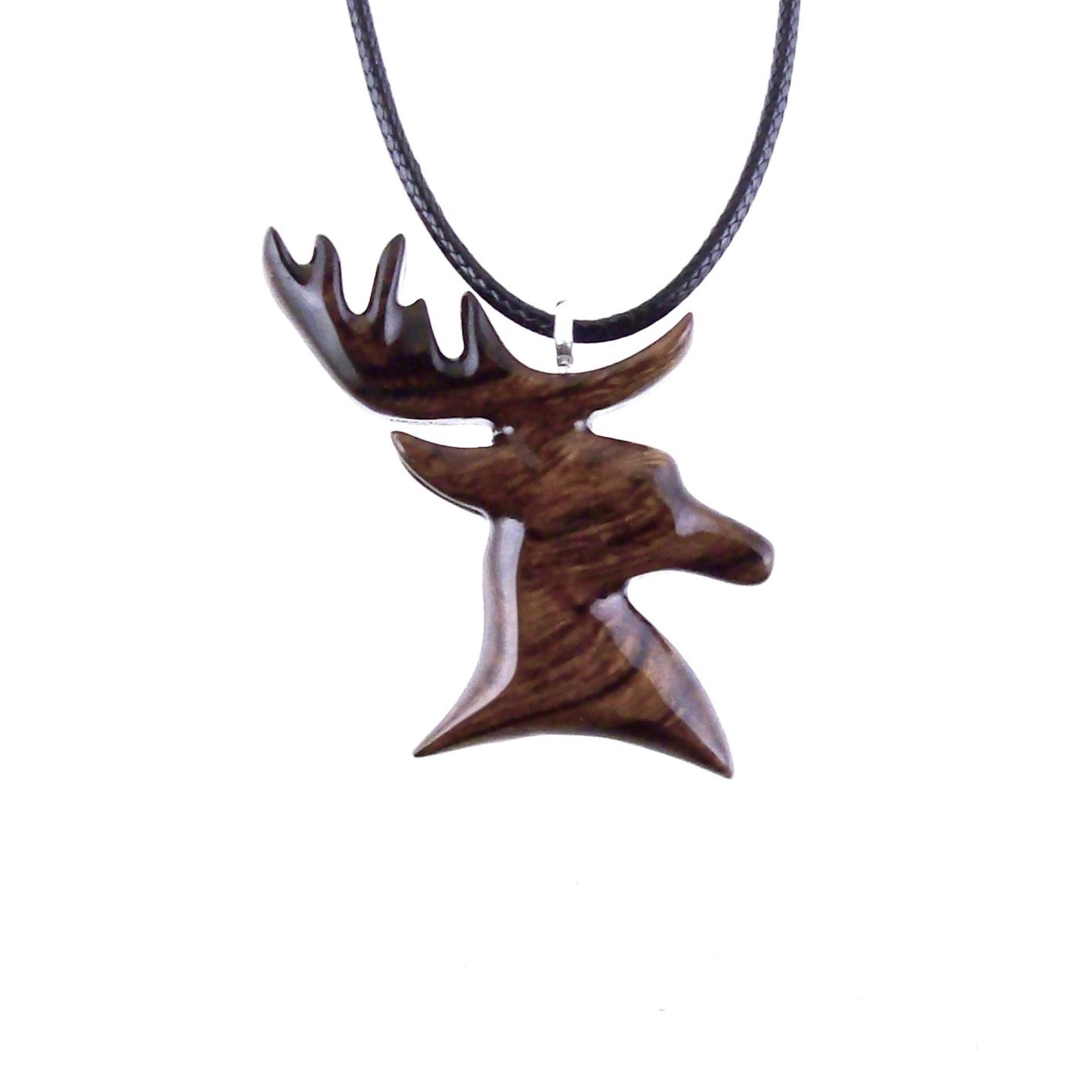 Hand Carved Stag Necklace, Wooden Deer Pendant, Spirit Animal Totem Gift, Woodland Jewelry