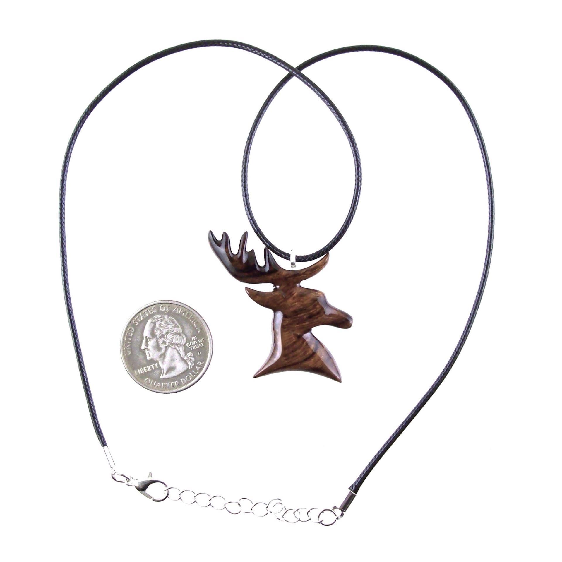 Hand Carved Stag Necklace, Wooden Deer Pendant, Spirit Animal Totem Gift, Woodland Jewelry