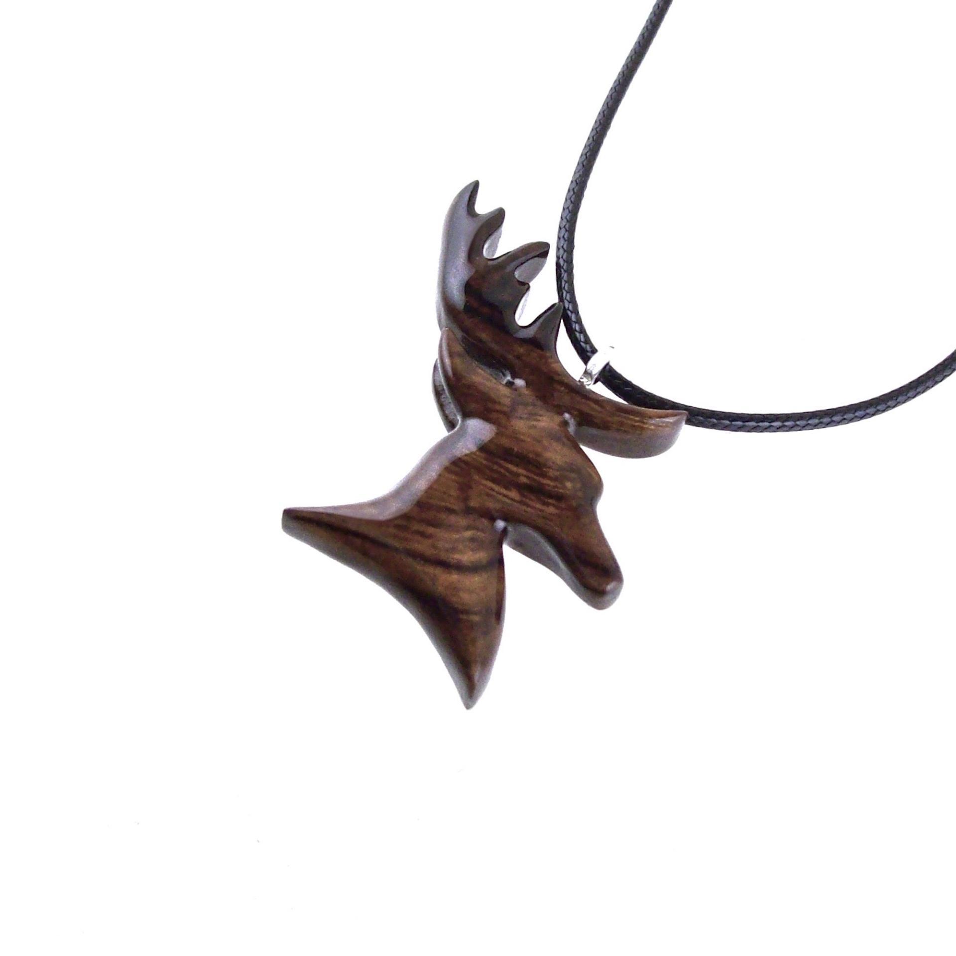 Hand Carved Stag Necklace, Wooden Deer Pendant, Spirit Animal Totem Gift, Woodland Jewelry