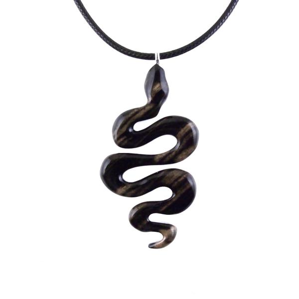 Hand Carved Wooden Snake Pendant, Snake Necklace for Men Women, Spirit Animal Wood Jewelry