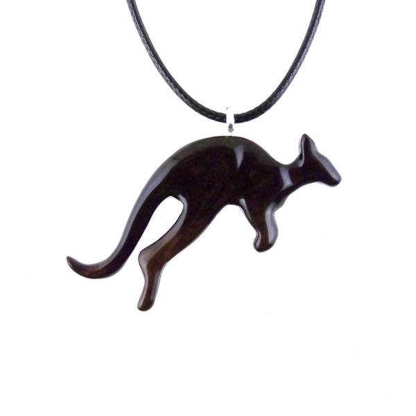 Kangaroo Necklace, Wooden Kangaroo Pendant, Hand Carved Wood  Animal Jewelry Gift for Him Her