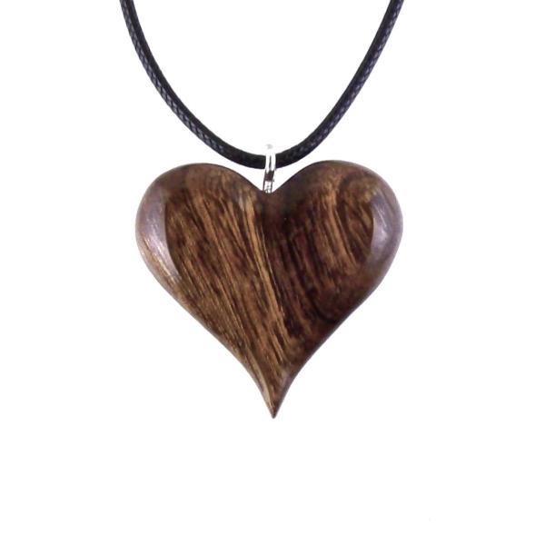 Heart Necklace, Hand Carved Wooden Heart Pendant, 5th Anniversary Gift for Her, One of a Kind Wood Jewelry